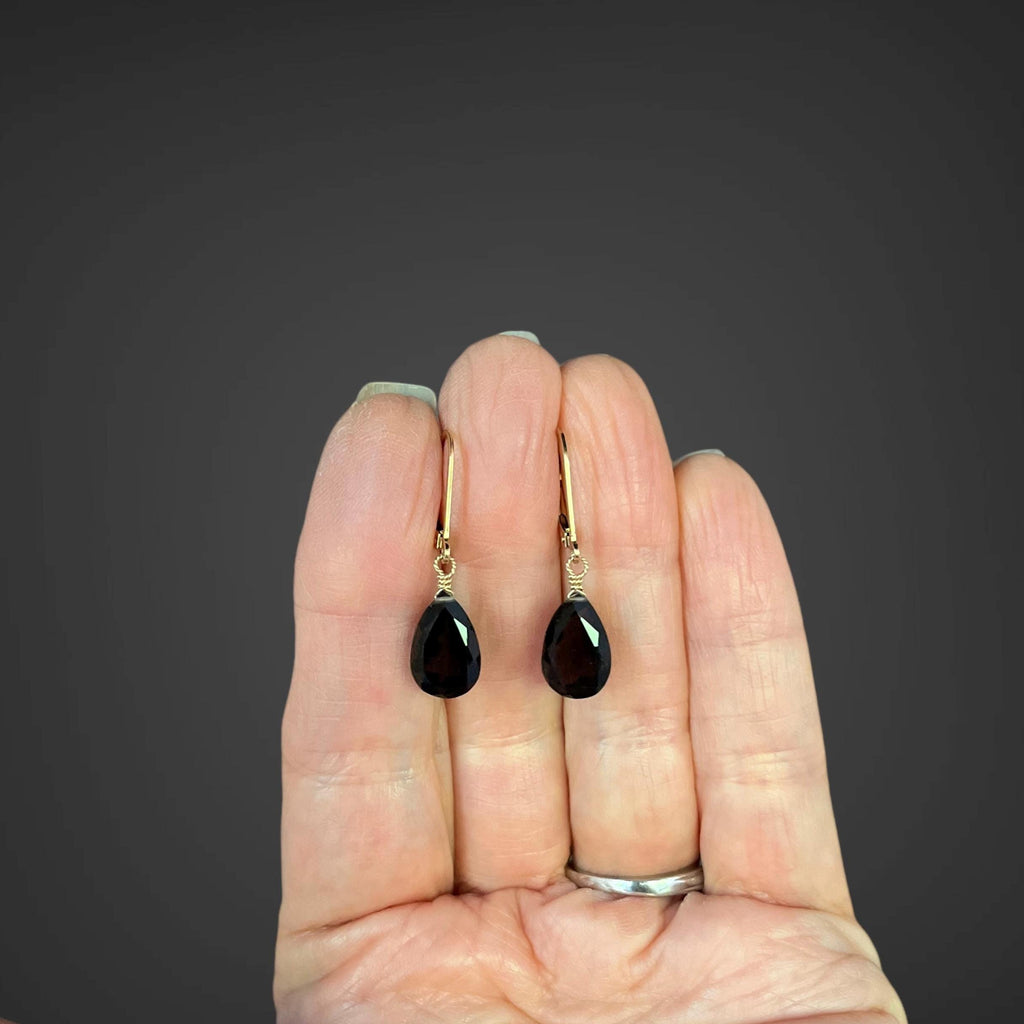 Smoky Quartz Teardrop Earrings on Gold Filled Leverbacks