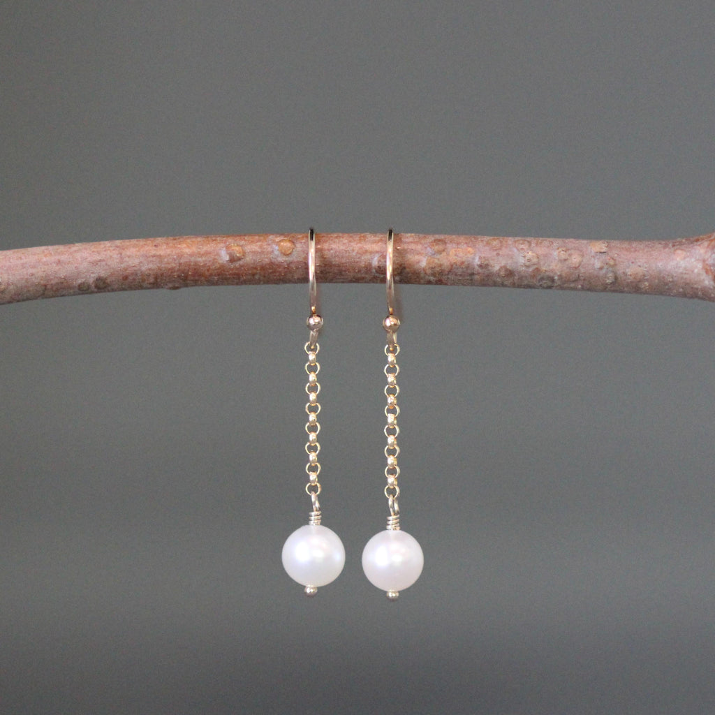 White Freshwater Pearl Tin Cup Style Necklace with Gold Filled Chain