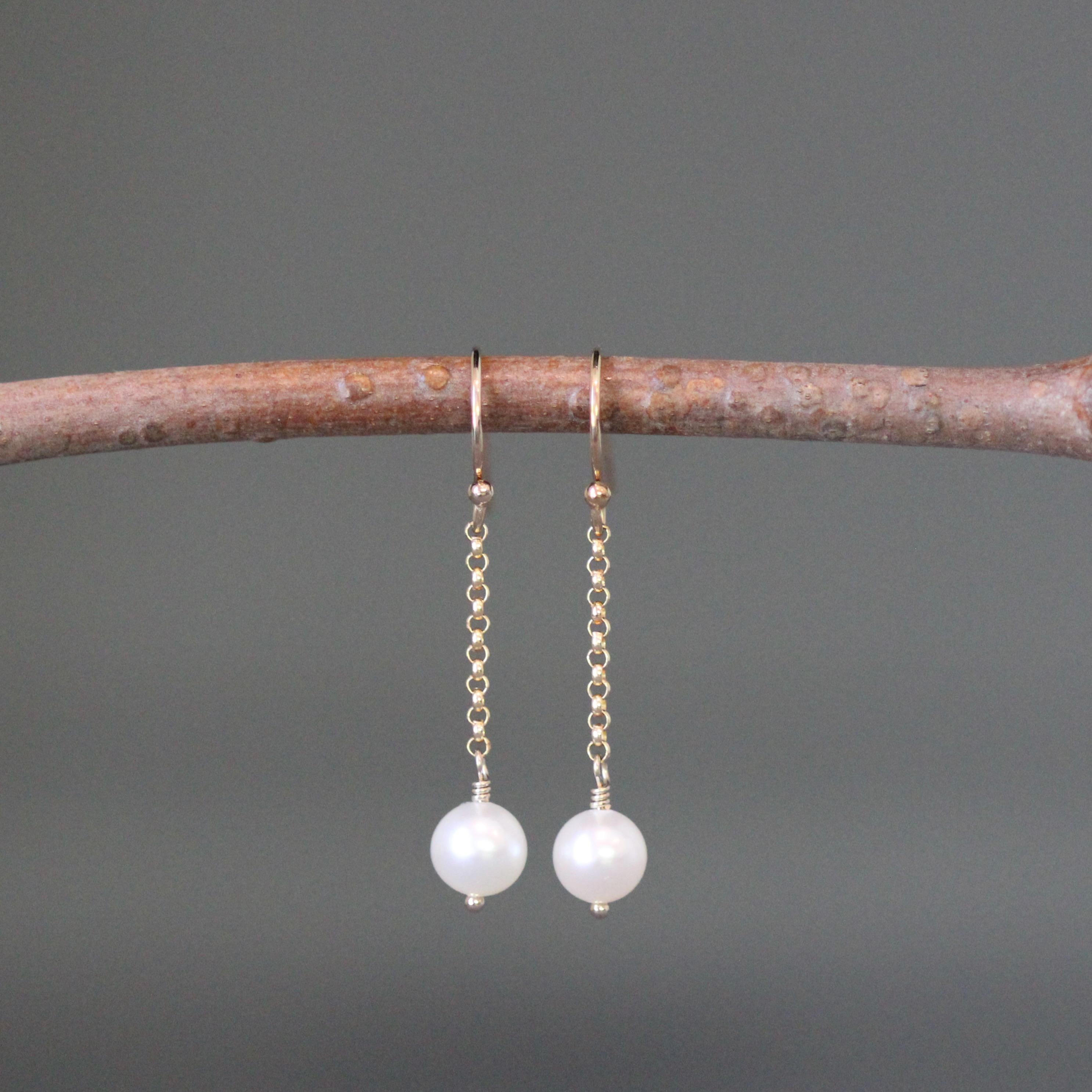 White Freshwater Pearl Tin Cup Style Necklace with Gold Filled Chain