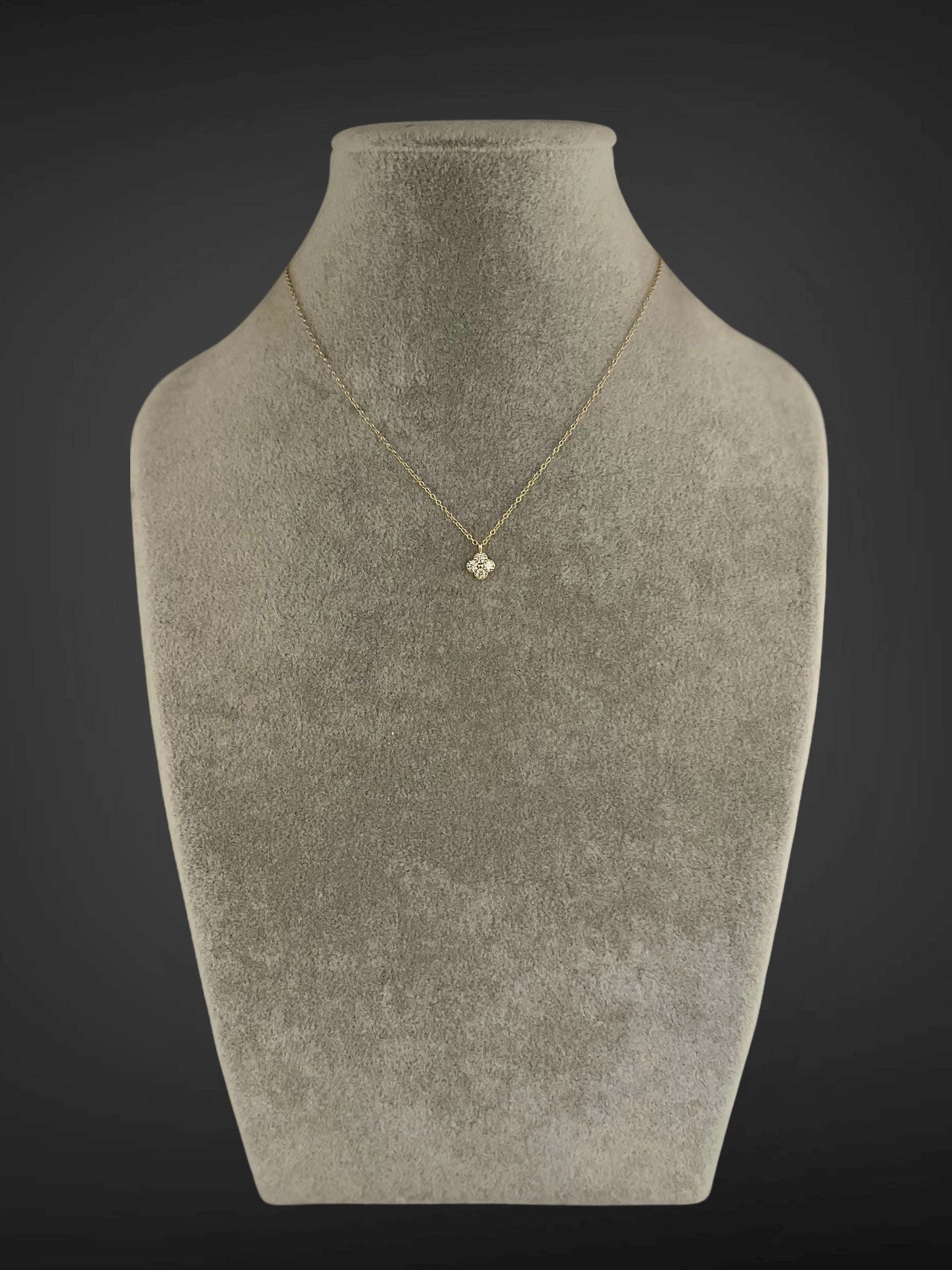 Cubic Zirconia Gold Vermeil Small Flower Pendant Necklace on Gold Filled Chain
