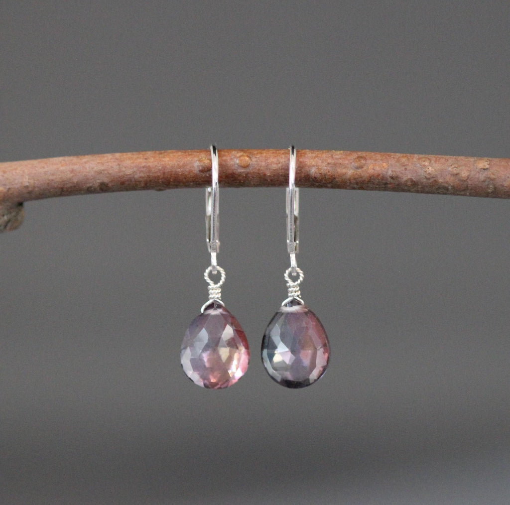 Rainbow Mystic Quartz Teardrop Earrings on Sterling Silver Leverbacks