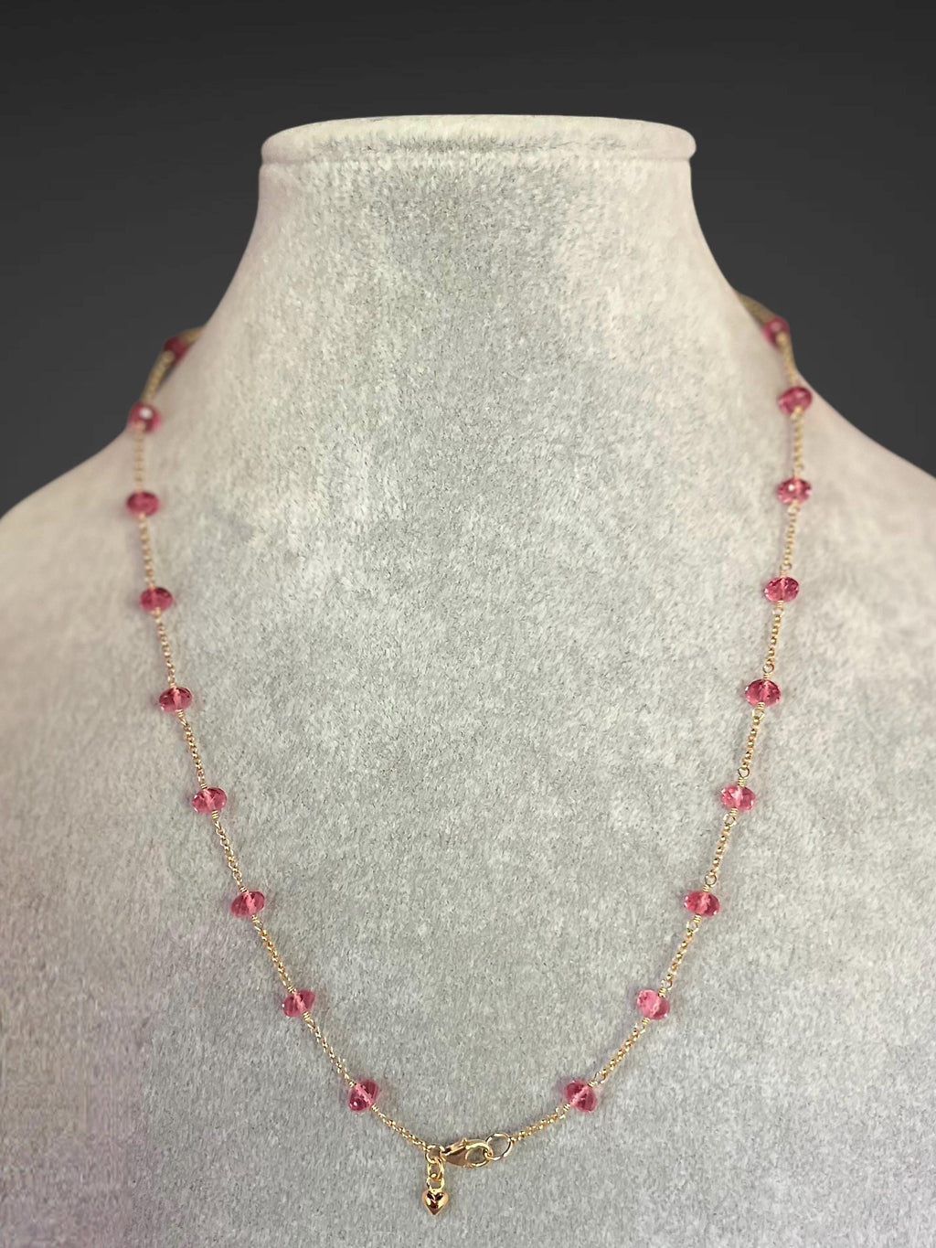 Pink Quartz Gemstone Necklace on a Gold Filled Chain