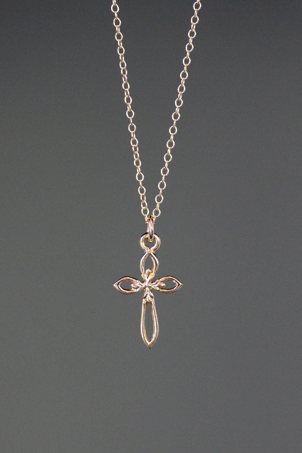 Gold Vermeil Cross Pendant Necklace on Gold Filled Chain