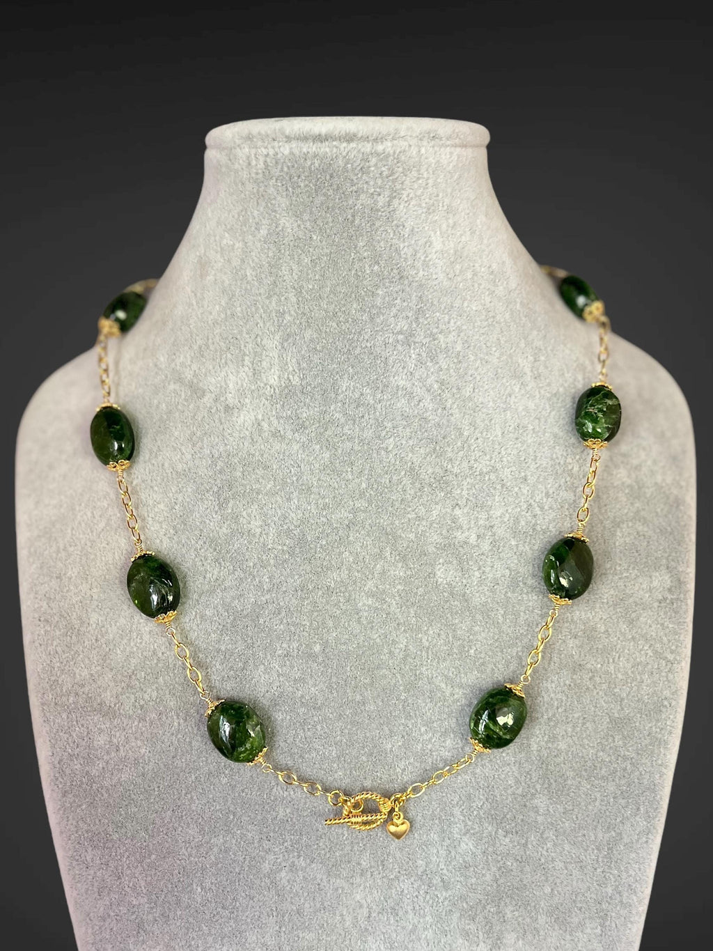 Emerald Green Chrome Diopside Nugget Jewelry Set