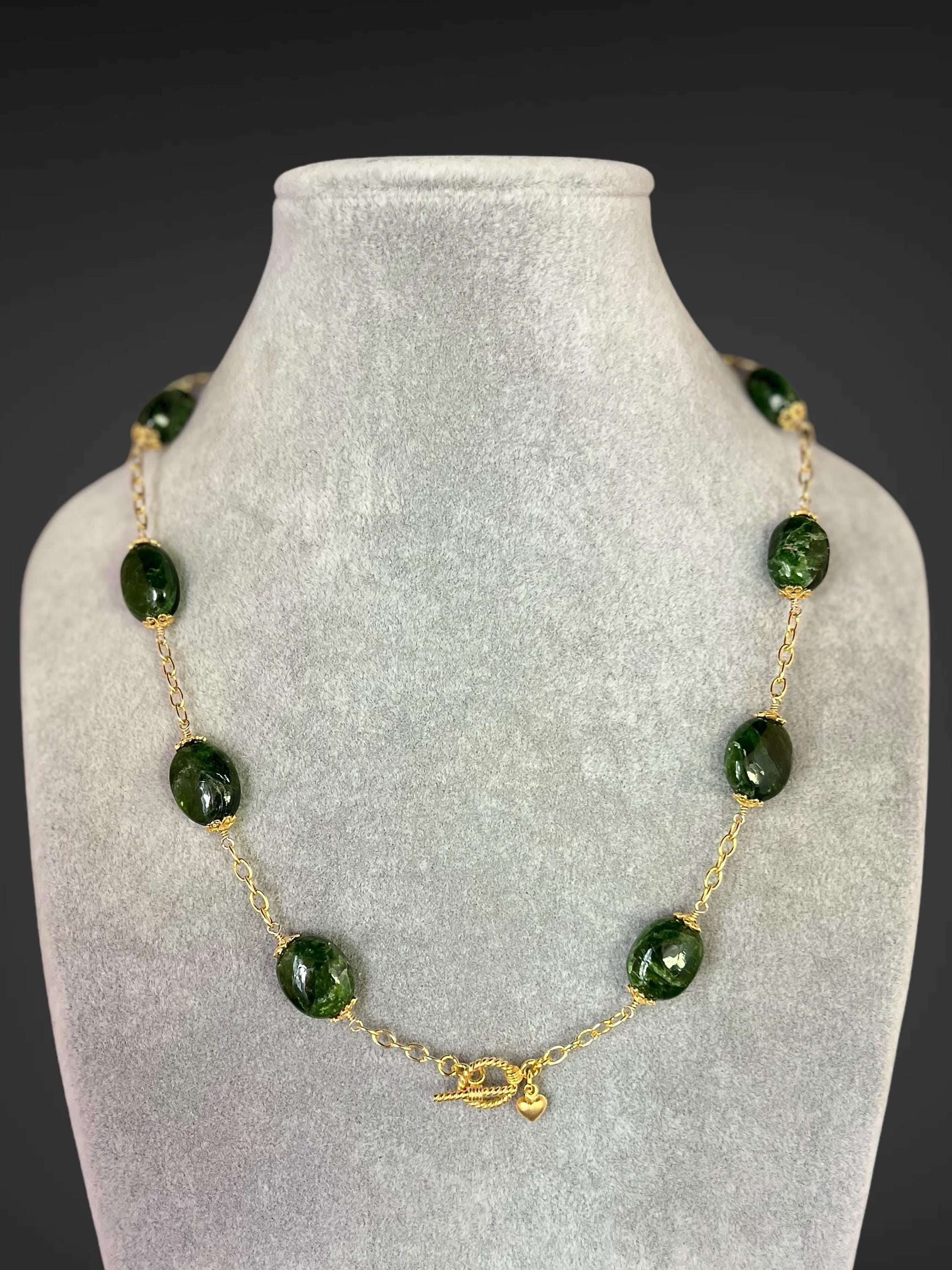 Emerald Green Chrome Diopside Nugget Jewelry Set