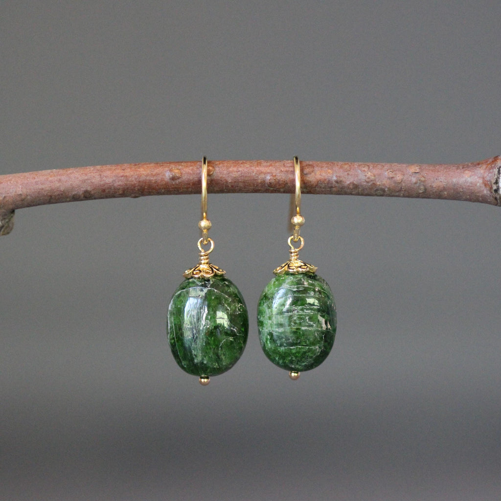 Emerald Green Chrome Diopside Nugget Jewelry Set