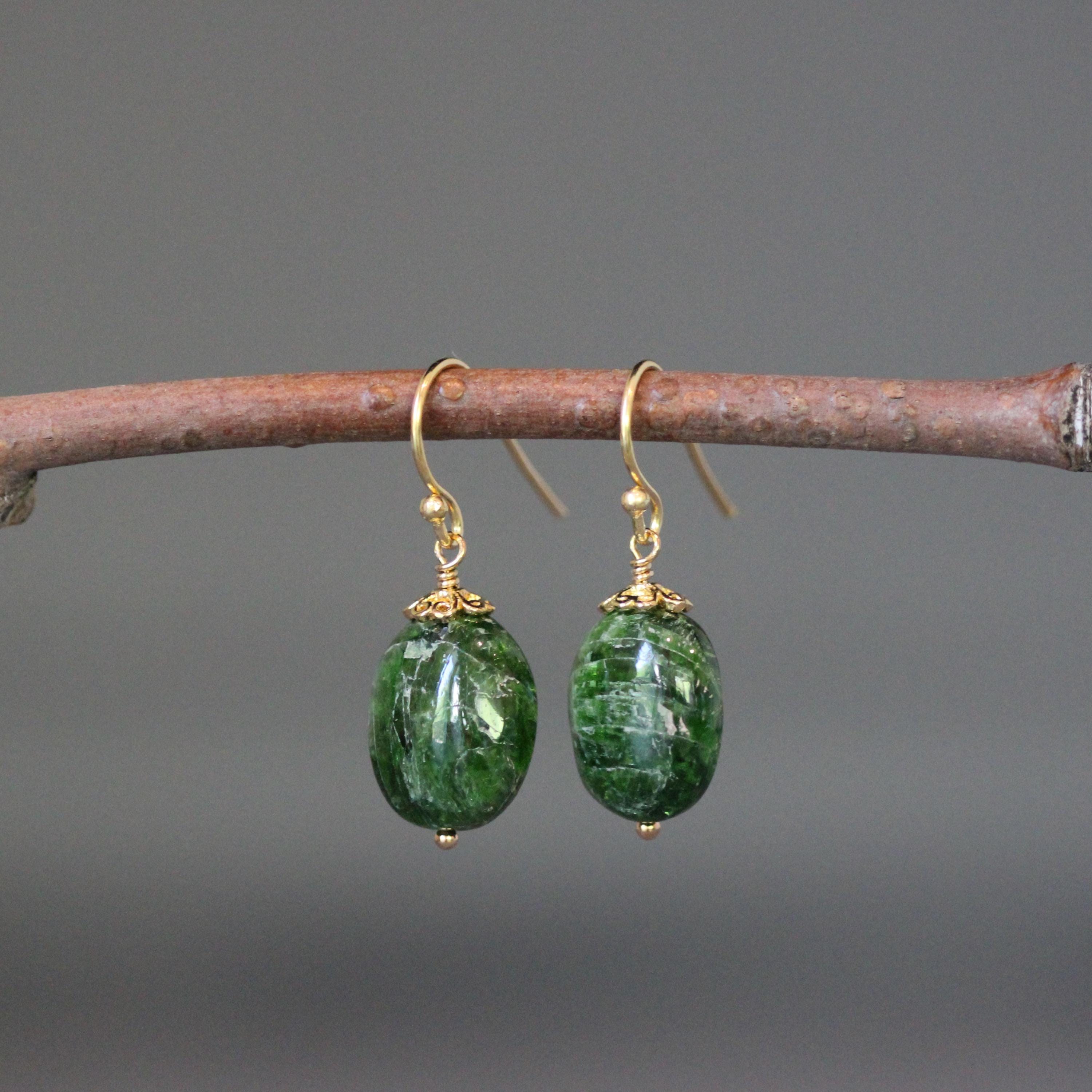 Emerald Green Chrome Diopside Nugget Jewelry Set