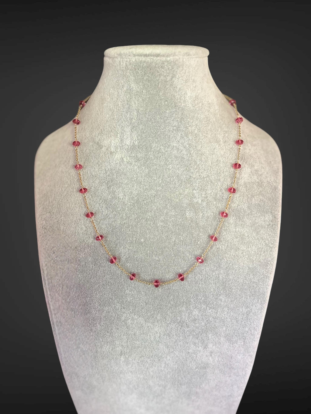 Pink Quartz Gemstone Necklace on a Gold Filled Chain