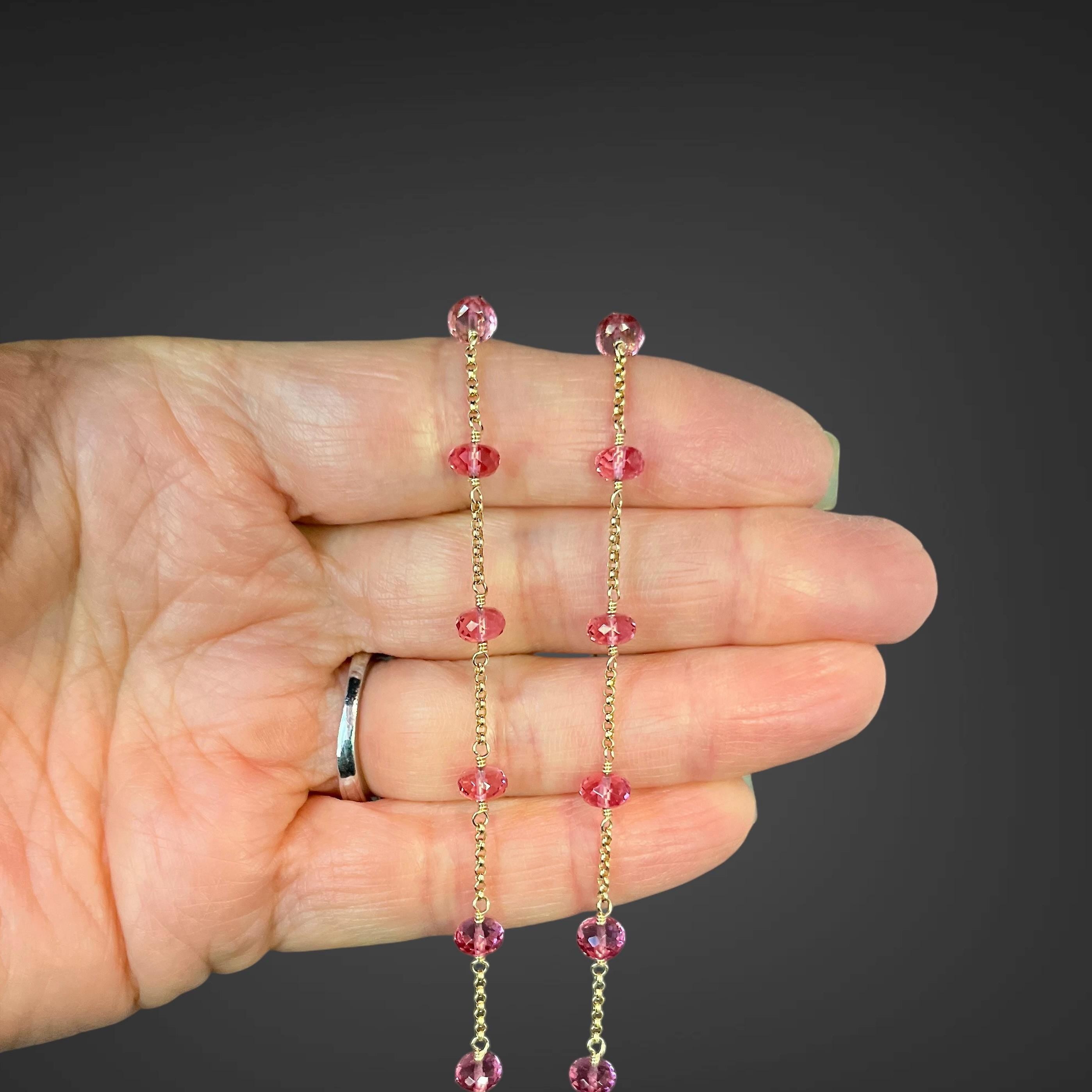 Pink Quartz Gemstone Necklace on a Gold Filled Chain