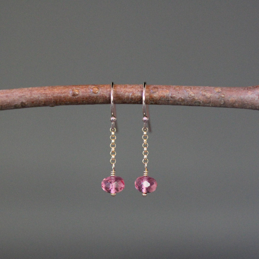 Pink Quartz Gemstone Necklace on a Gold Filled Chain