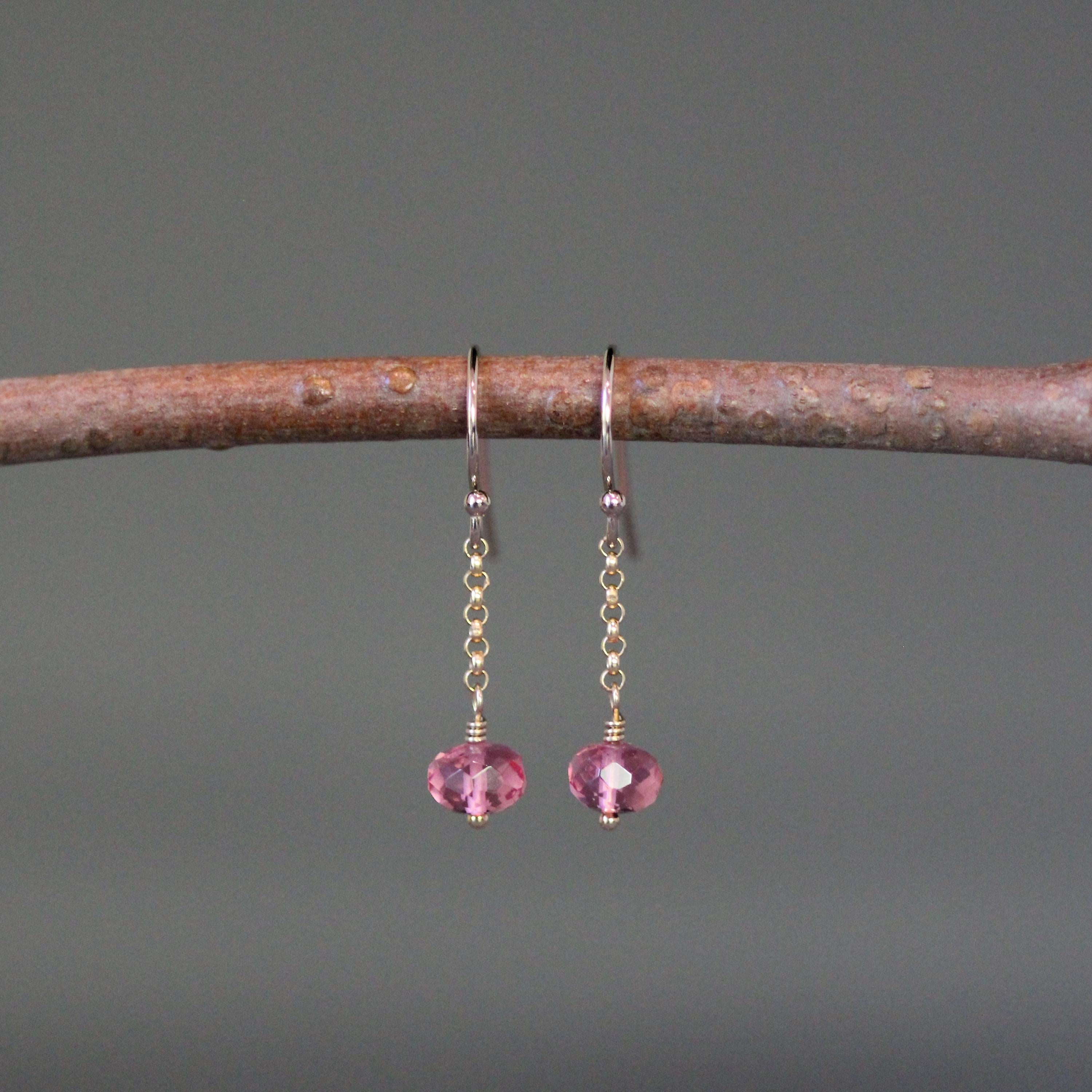 Pink Quartz Gemstone Necklace on a Gold Filled Chain