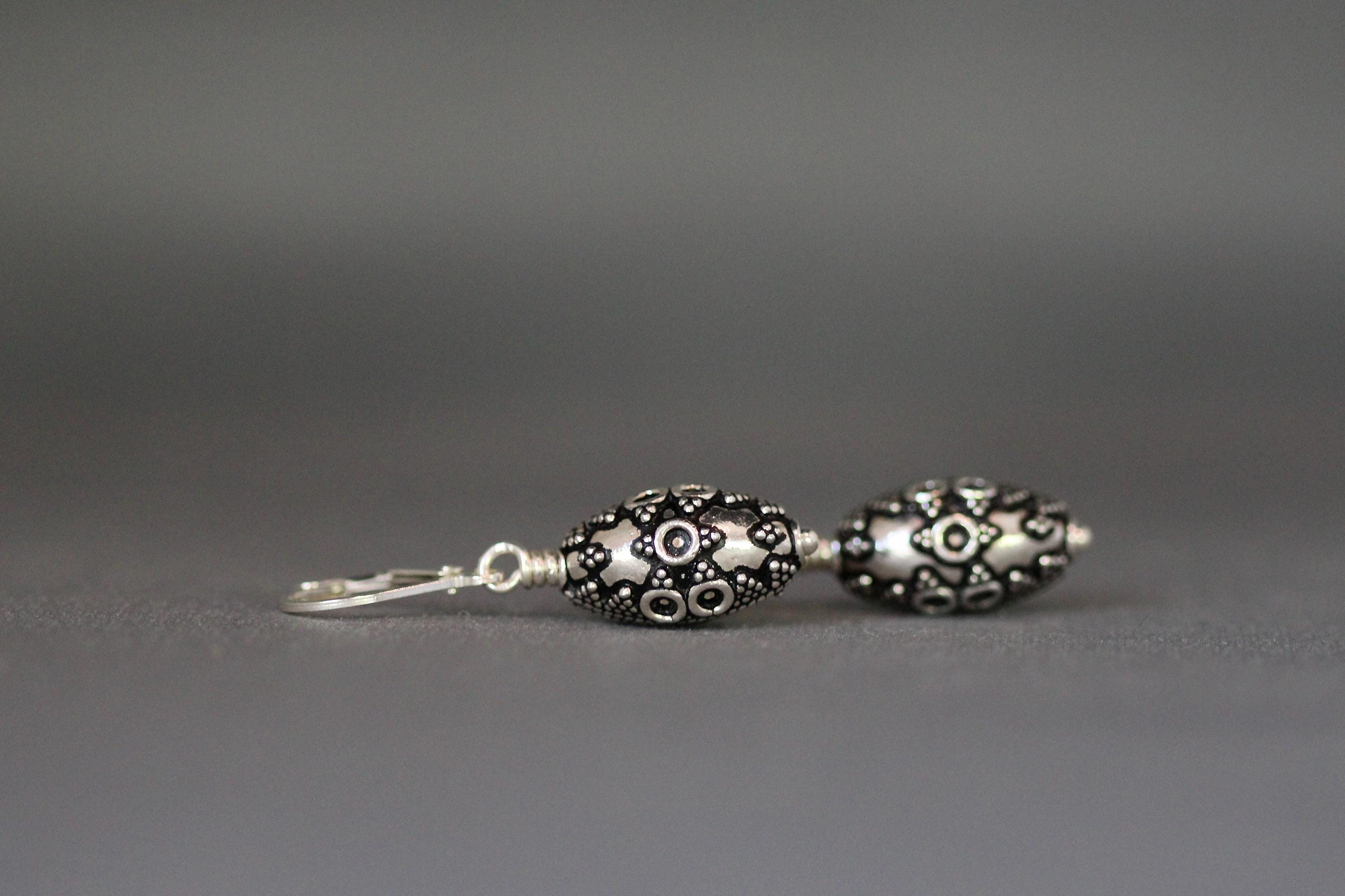 Bali Sterling Silver Filigree Bead Dangle Earrings