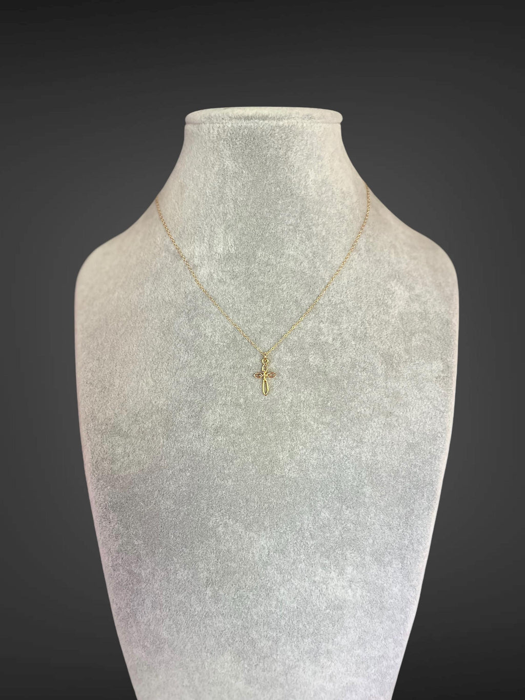 Gold Vermeil Cross Pendant Necklace on Gold Filled Chain