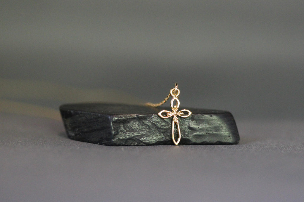 Gold Vermeil Cross Pendant Necklace on Gold Filled Chain