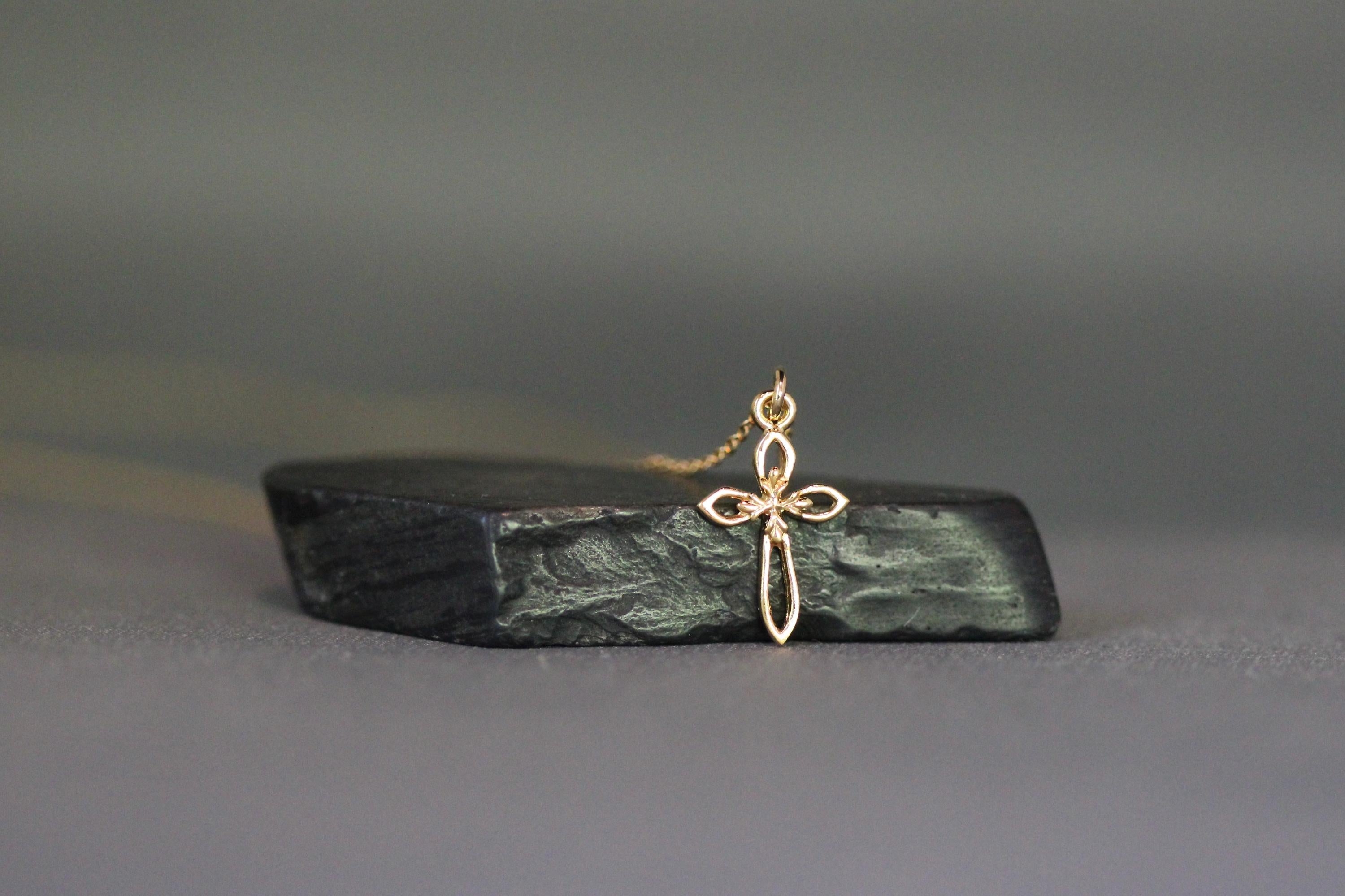 Gold Vermeil Cross Pendant Necklace on Gold Filled Chain