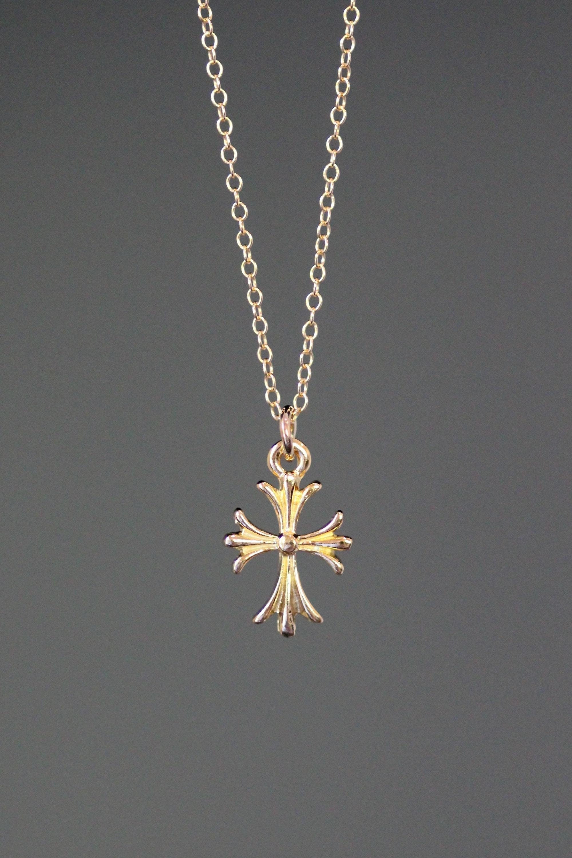 Gold Vermeil Cross Pendant Necklace