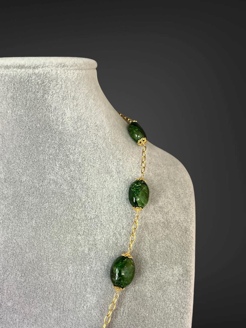 Emerald Green Chrome Diopside Nugget Jewelry Set
