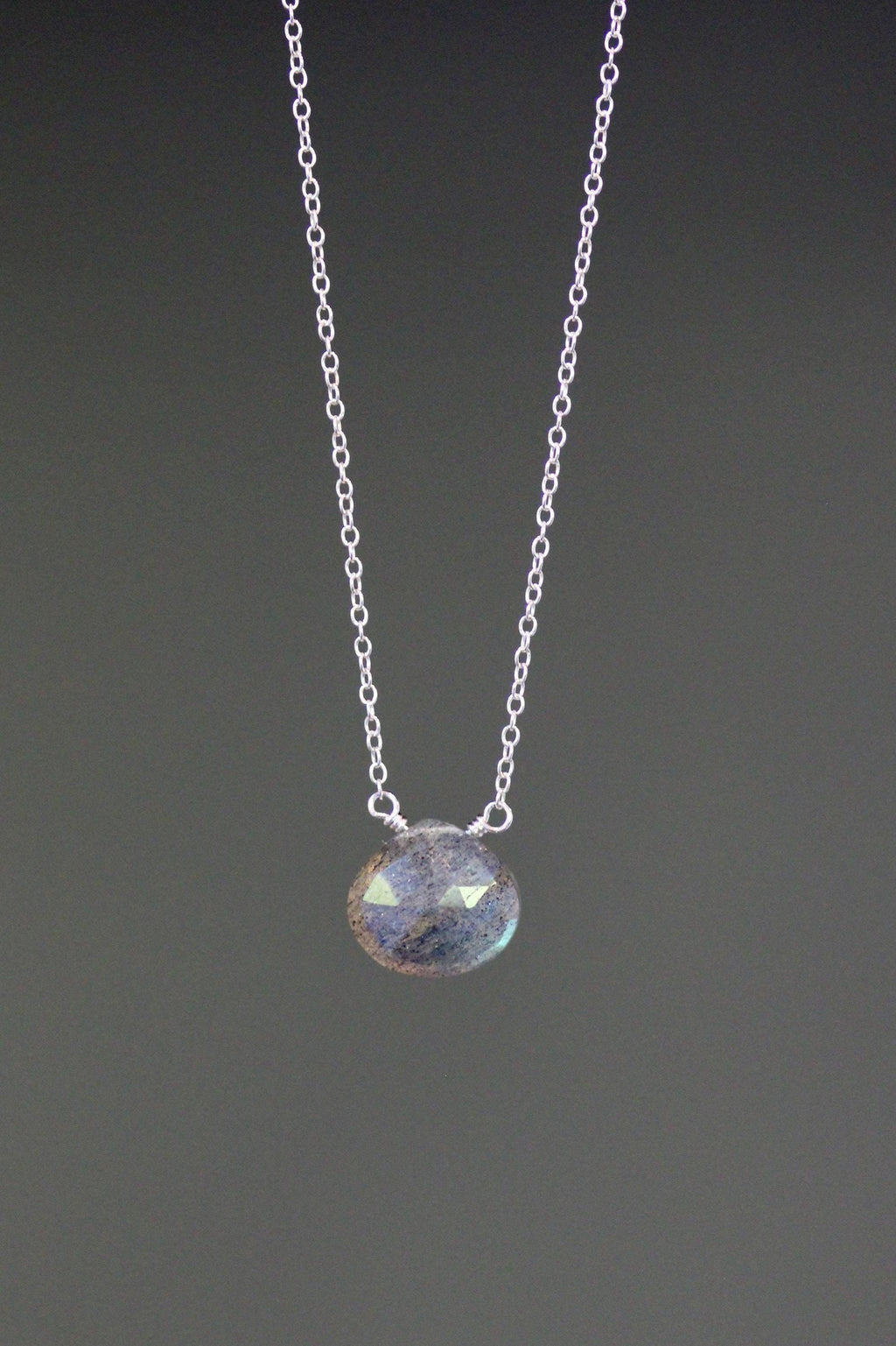 Labradorite Teardrop Pendant Necklace in Sterling Silver