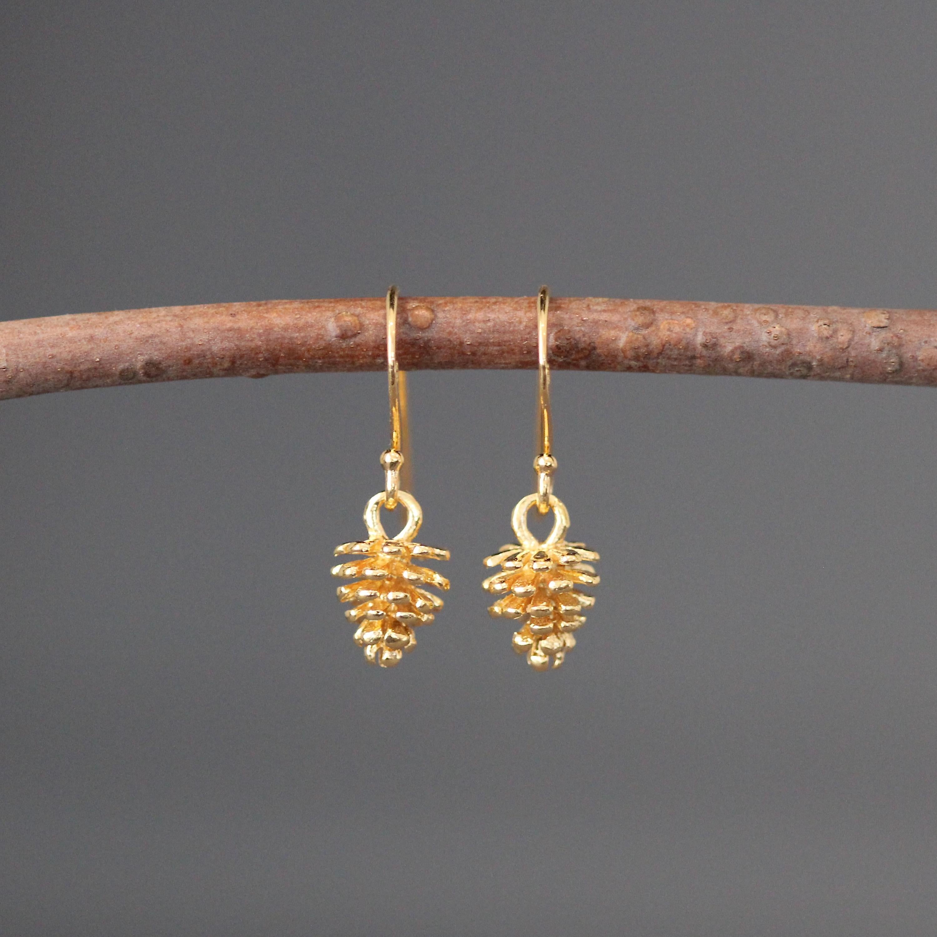 Gold Vermeil Pinecone Dangle Earrings