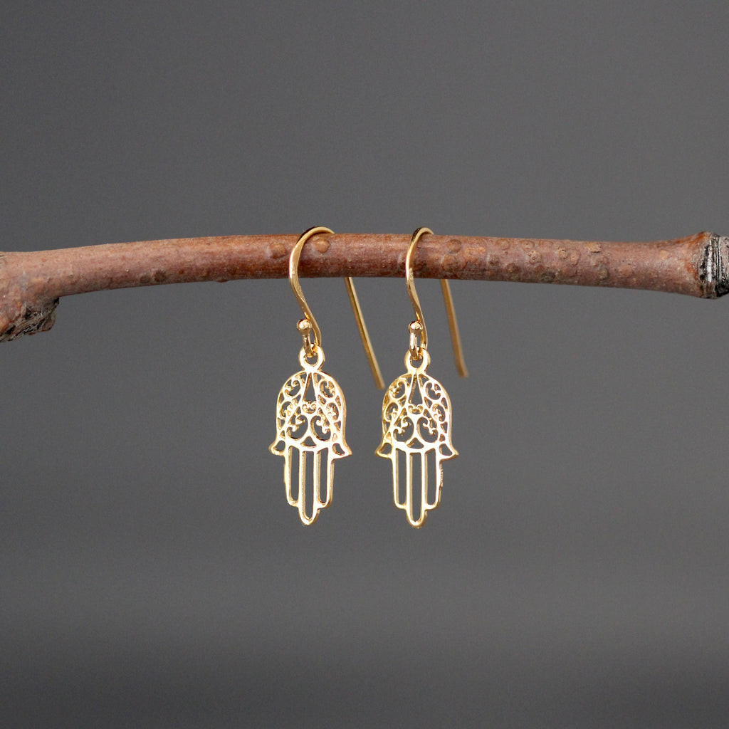 Hamsa Earrings - Gold Hamsa Charms