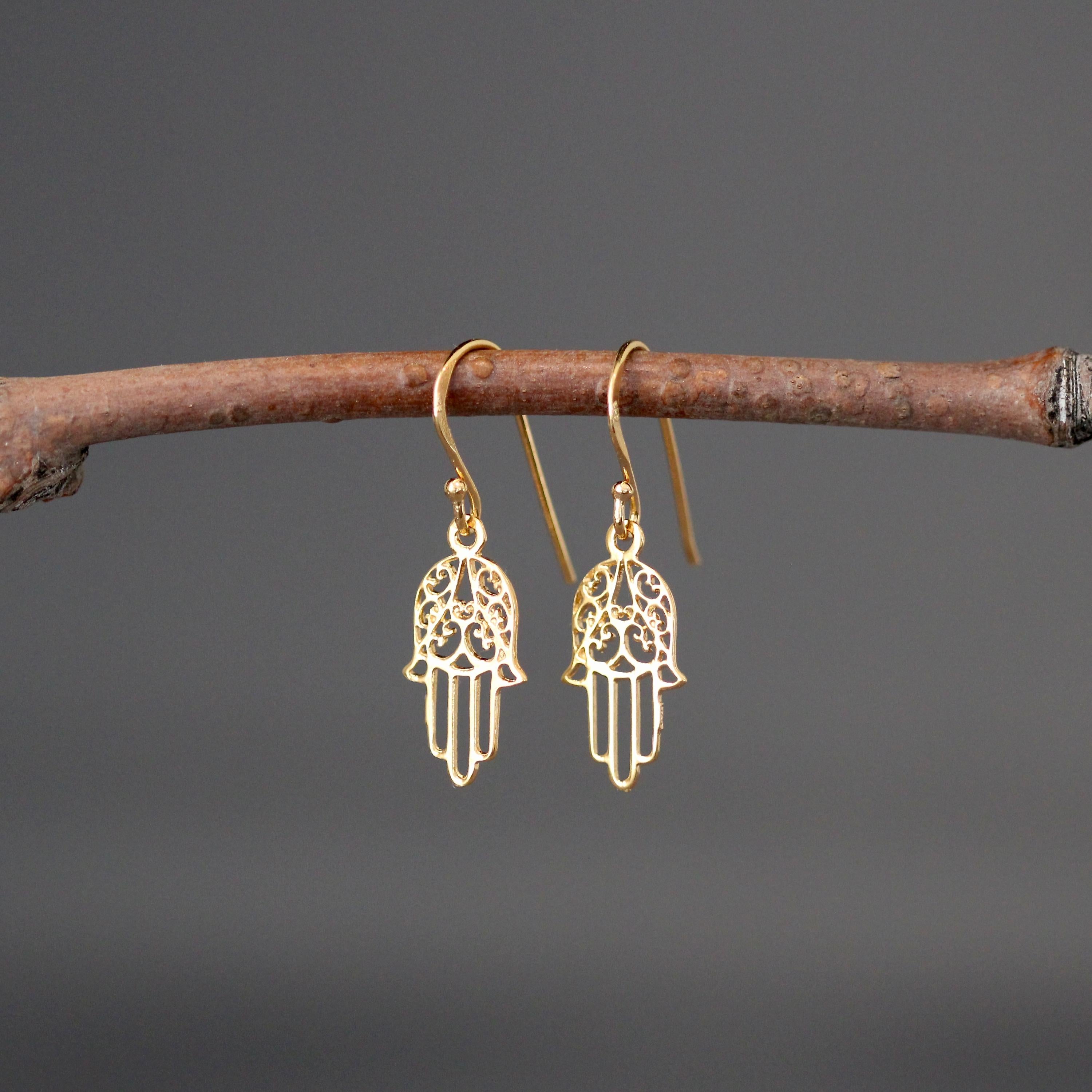 Hamsa Earrings - Gold Hamsa Charms