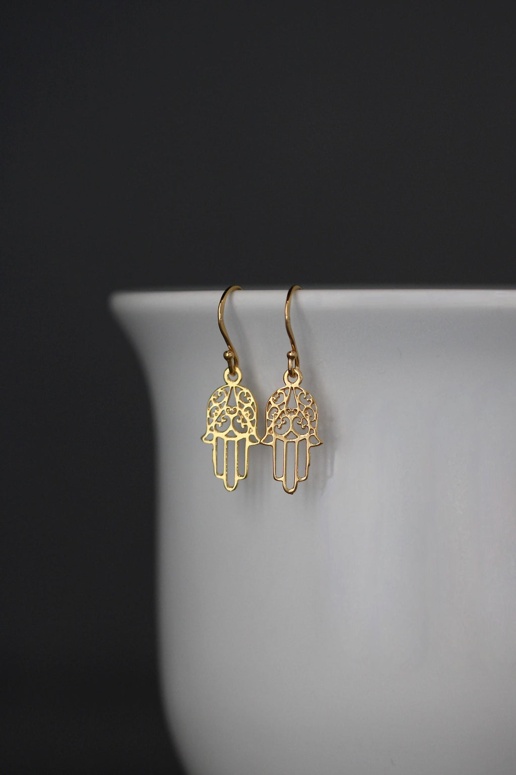 Hamsa Earrings - Gold Hamsa Charms