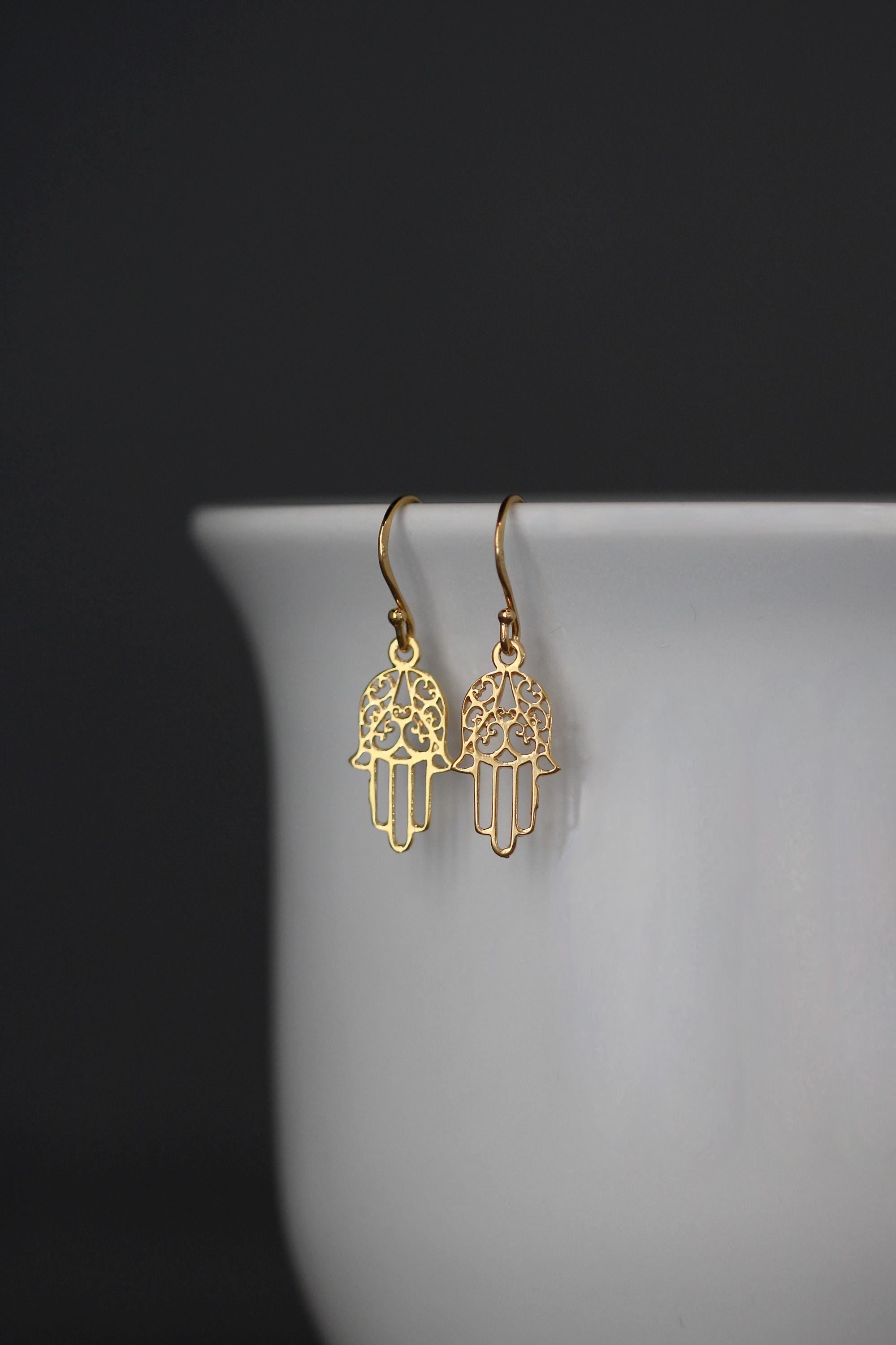 Hamsa Earrings - Gold Hamsa Charms