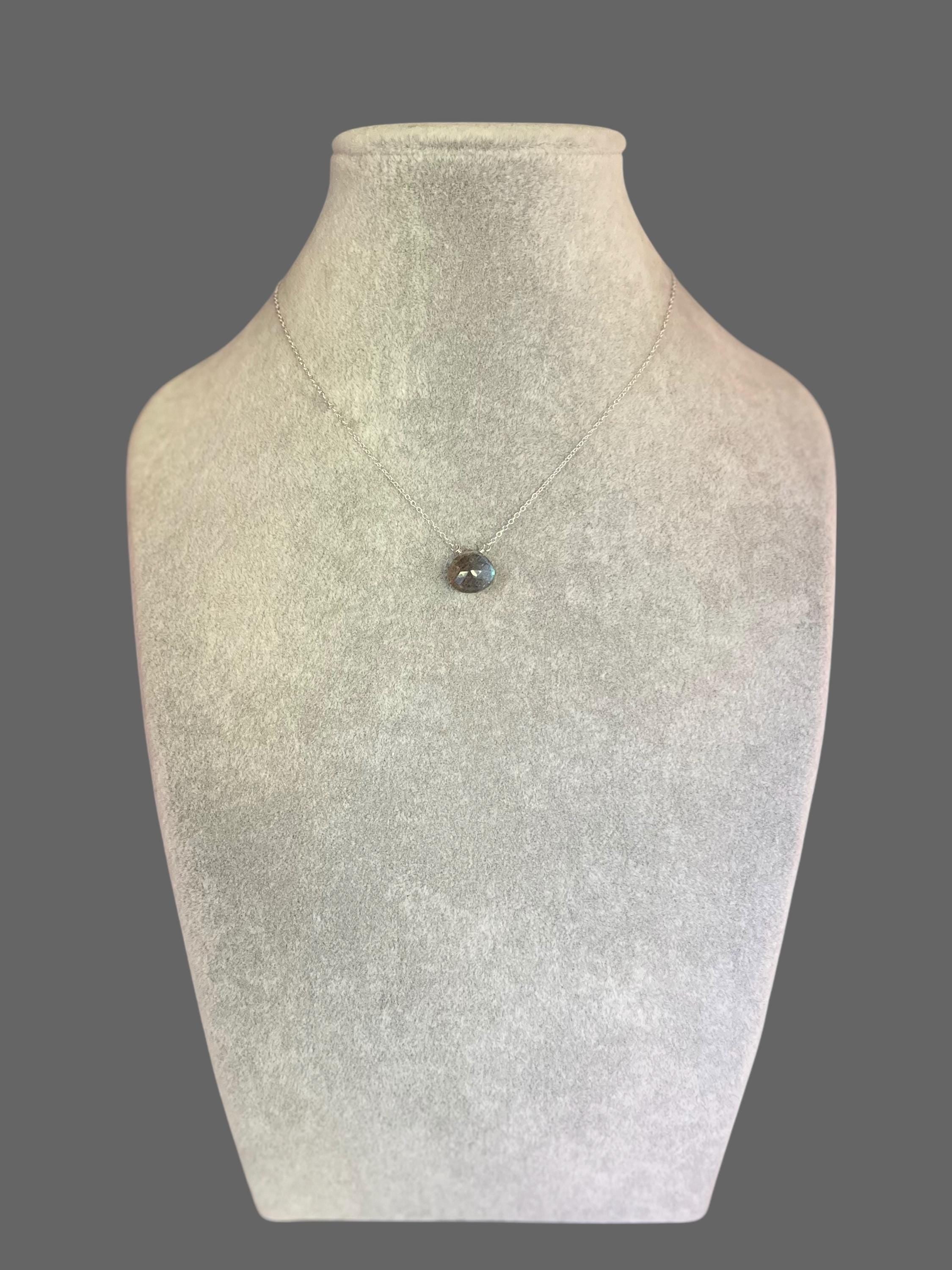 Labradorite Teardrop Pendant Necklace in Sterling Silver