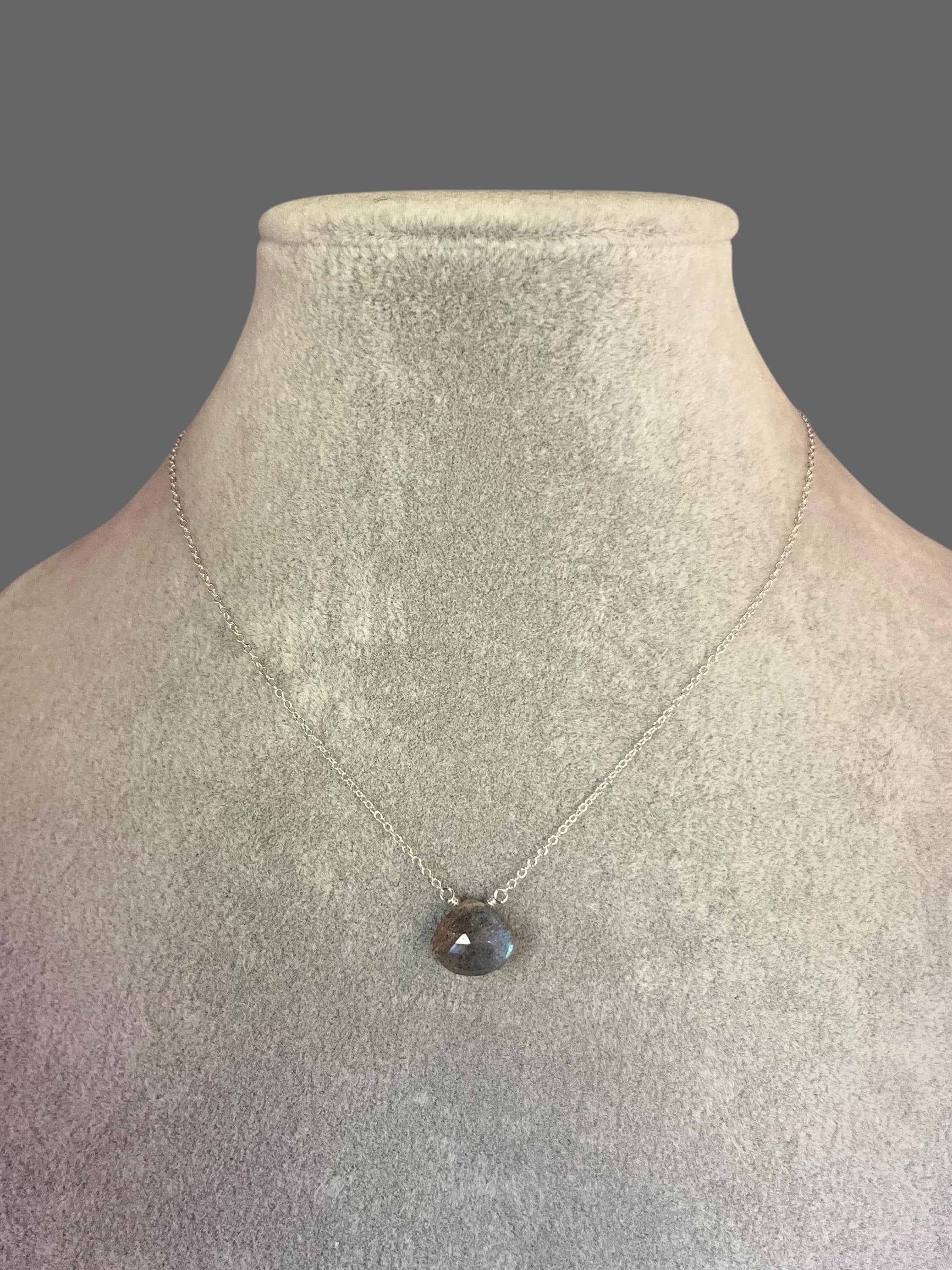 Labradorite Teardrop Pendant Necklace in Sterling Silver