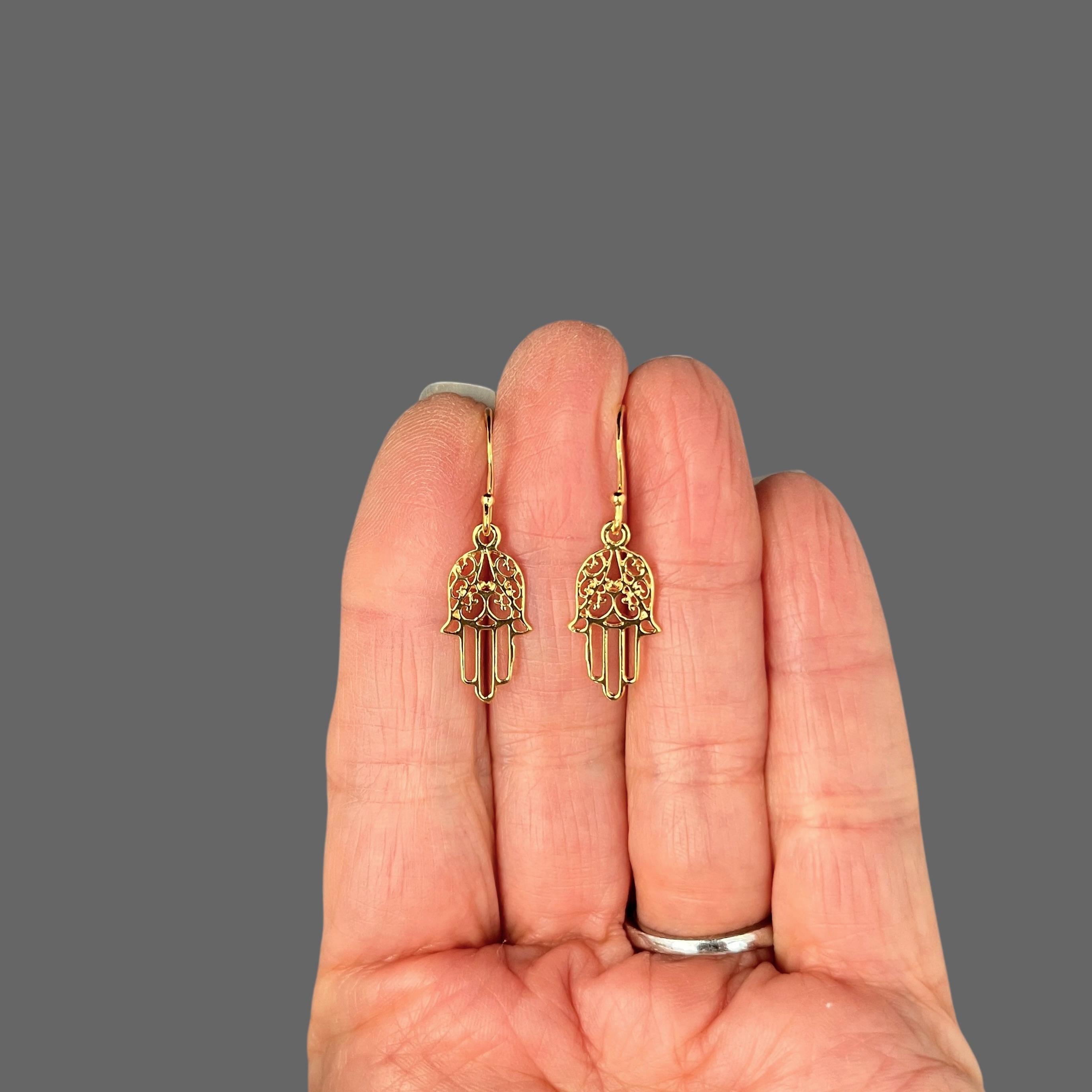 Hamsa Earrings - Gold Hamsa Charms