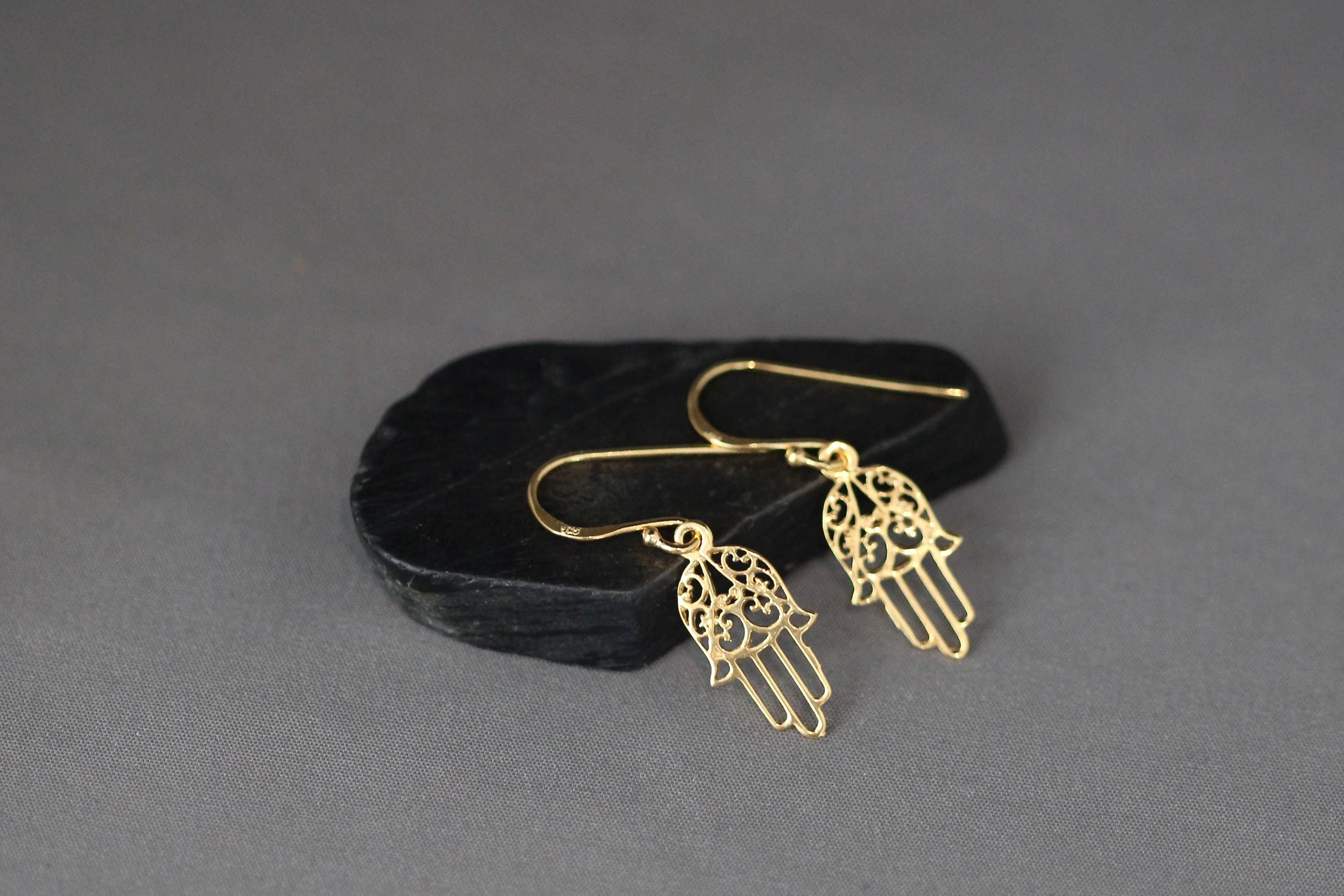 Hamsa Earrings - Gold Hamsa Charms