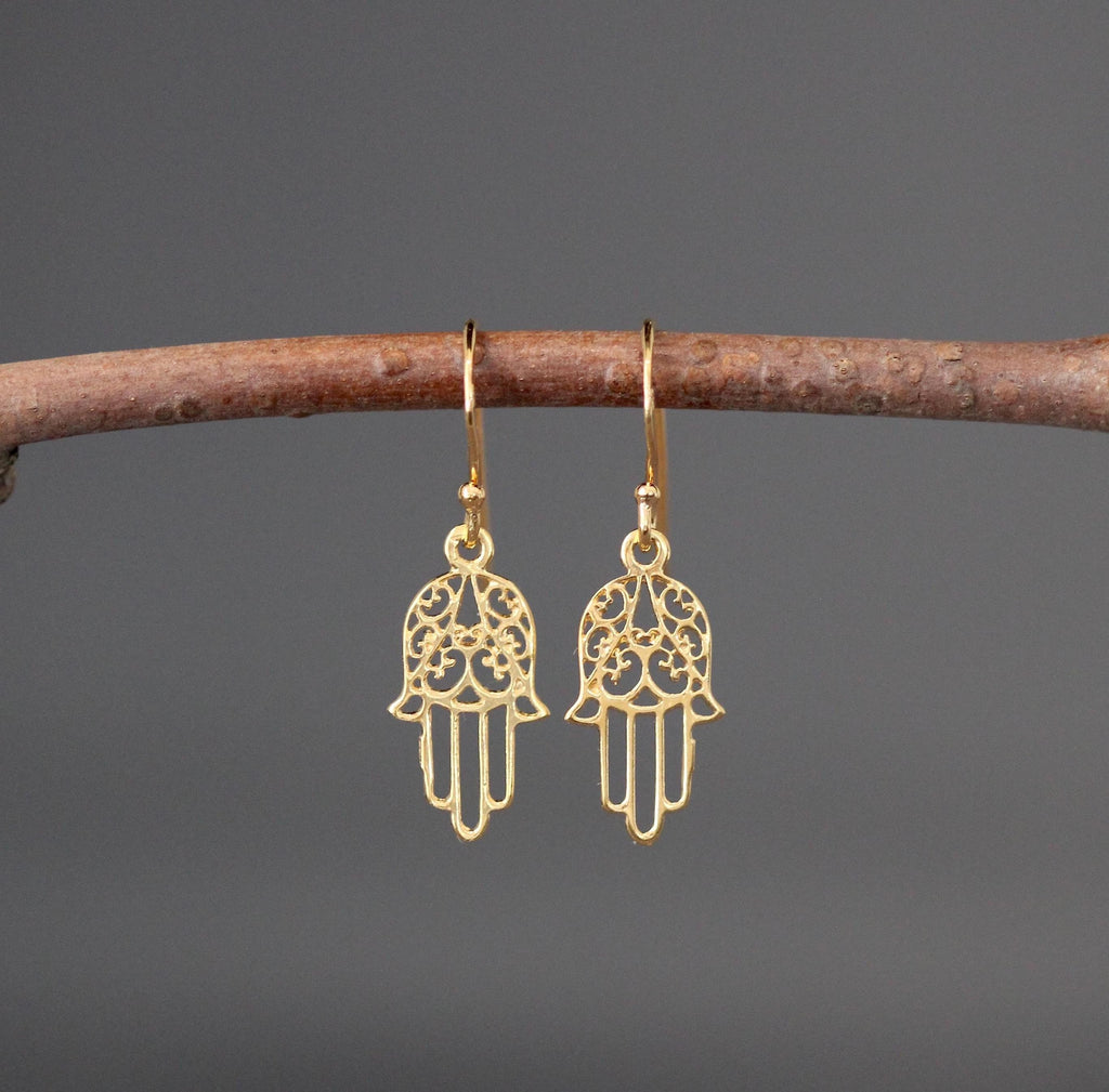 Hamsa Earrings - Gold Hamsa Charms