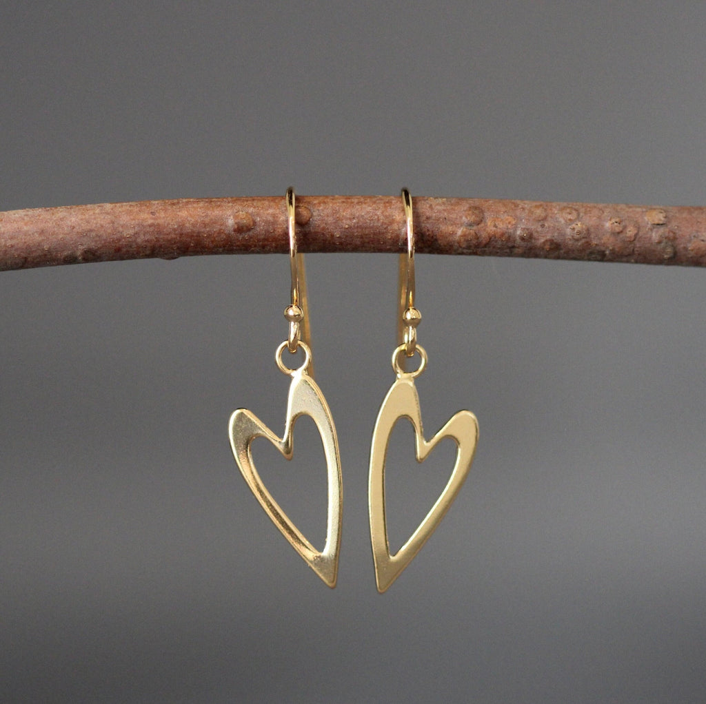 Gold Vermeil Open Heart Dangle Earrings