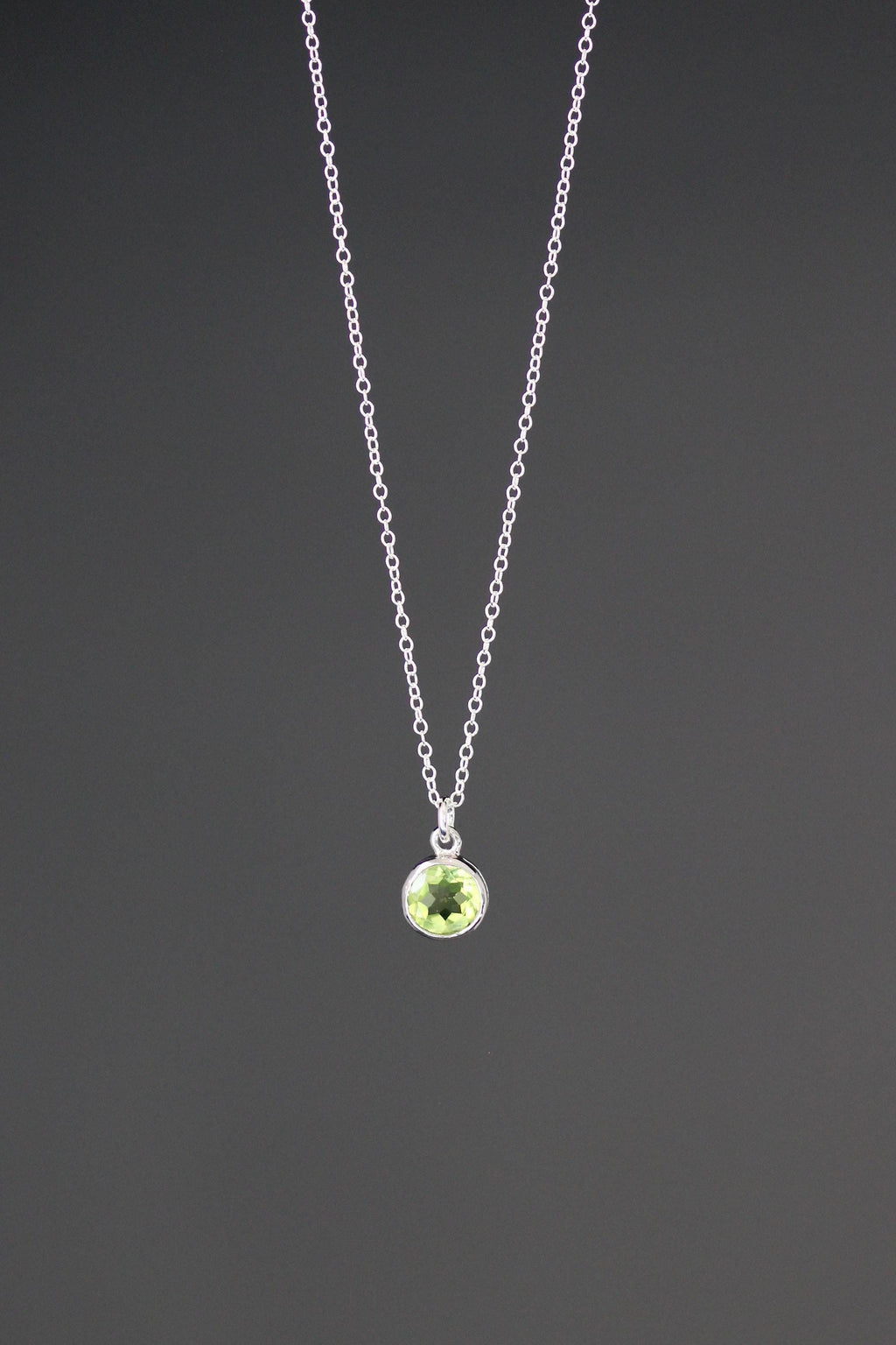 Peridot Bezel Pendant Necklace in Sterling Silver