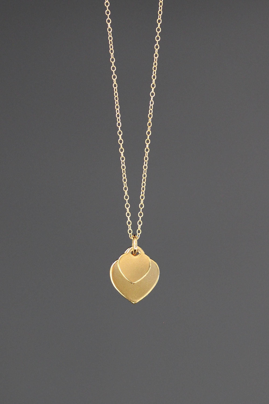 Gold Vermeil Double Heart Pendant Necklace
