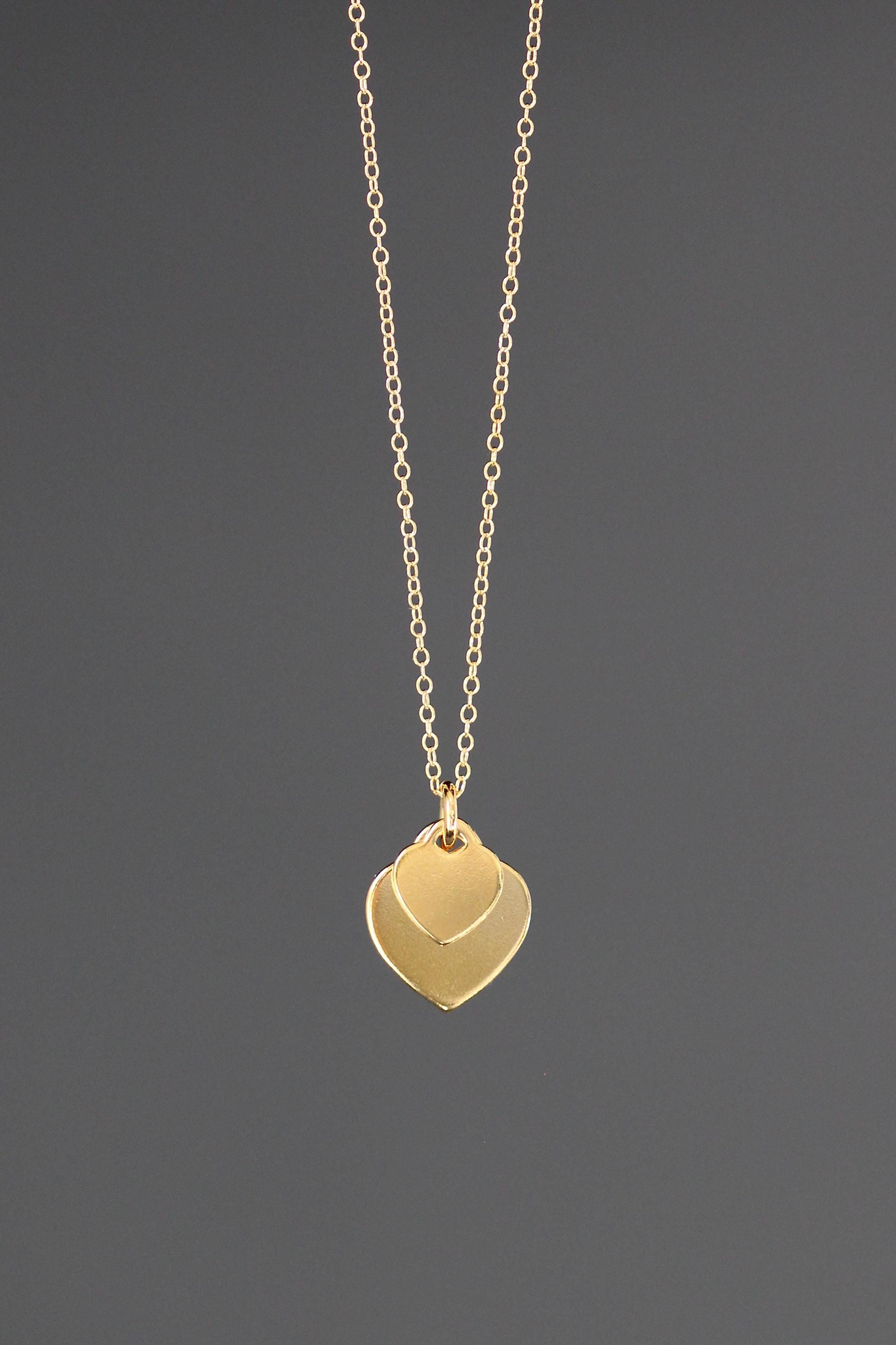 Gold Vermeil Double Heart Pendant Necklace
