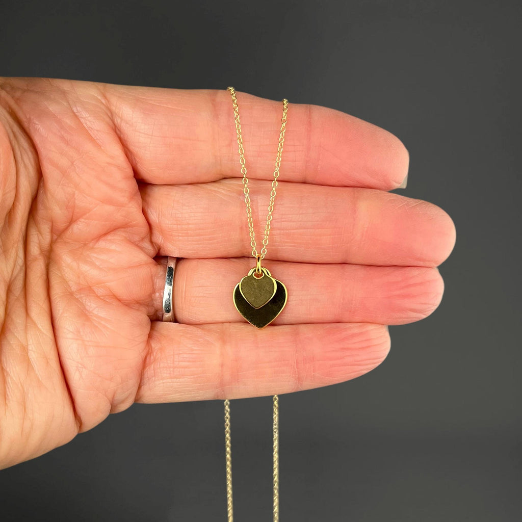 Gold Vermeil Double Heart Pendant Necklace