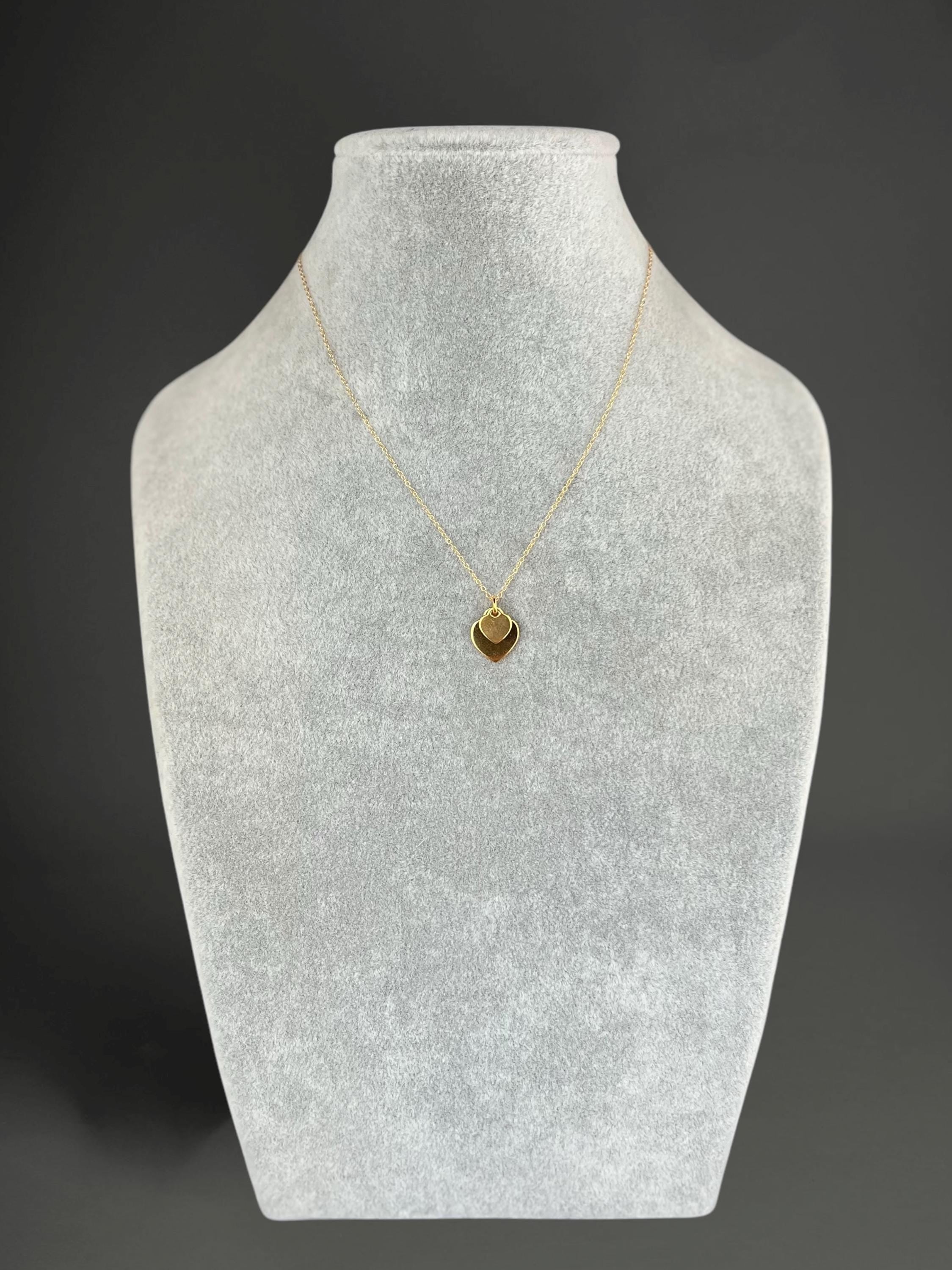 Gold Vermeil Double Heart Pendant Necklace