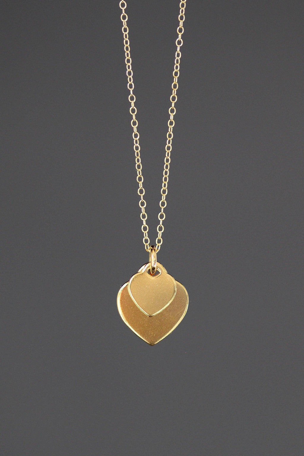 Gold Vermeil Double Heart Pendant Necklace