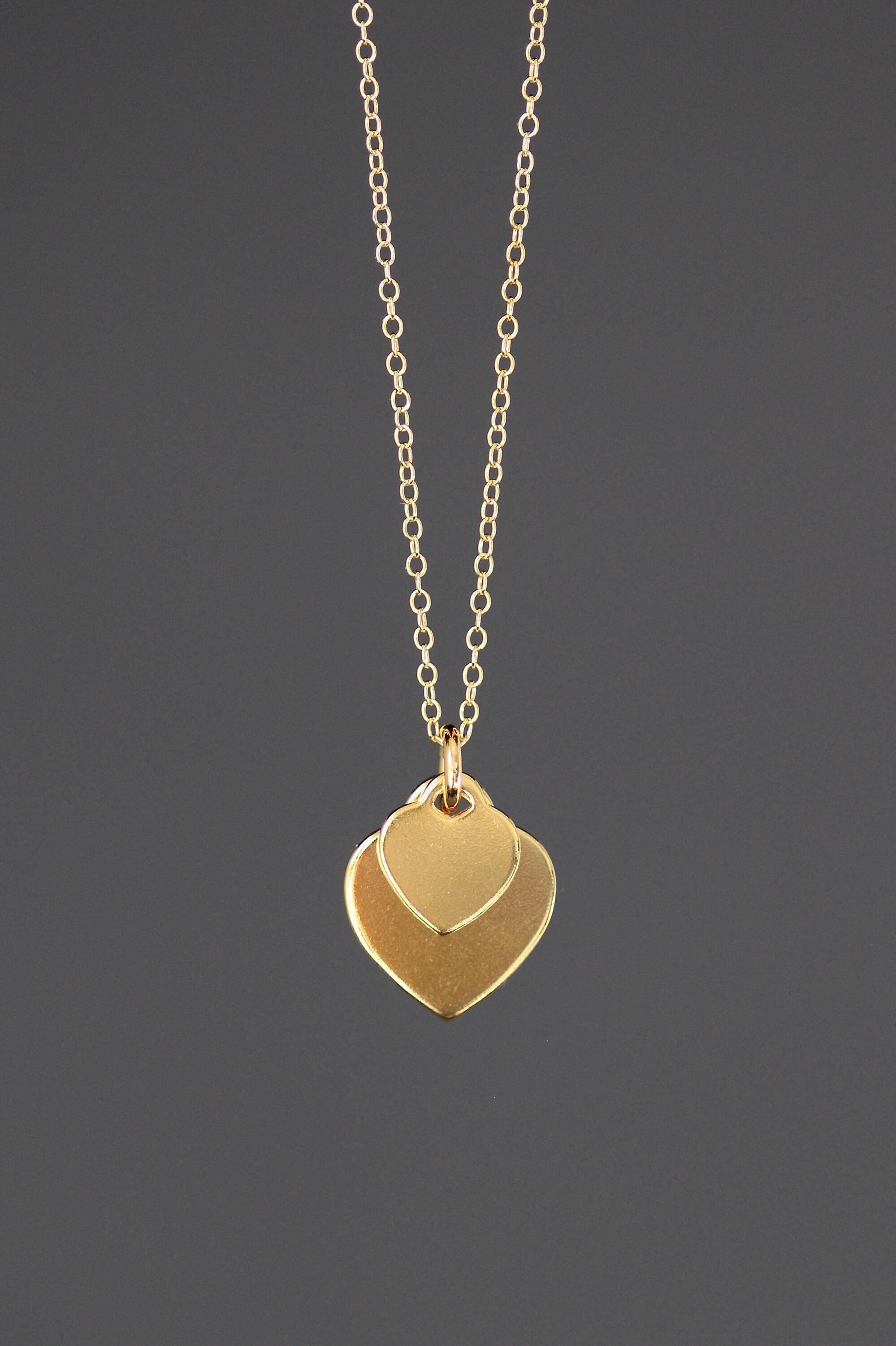 Gold Vermeil Double Heart Pendant Necklace