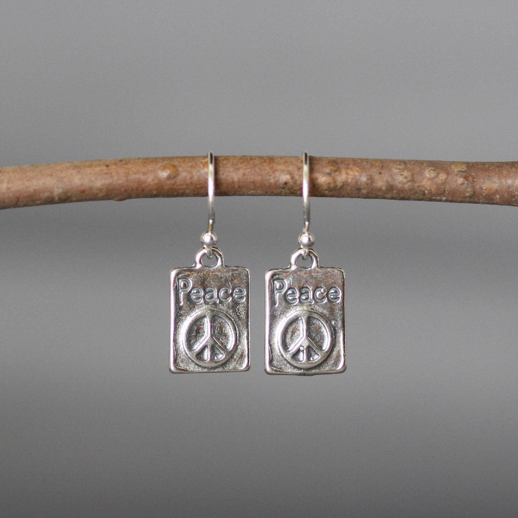 Bali Silver Peace Sign Charm Earrings