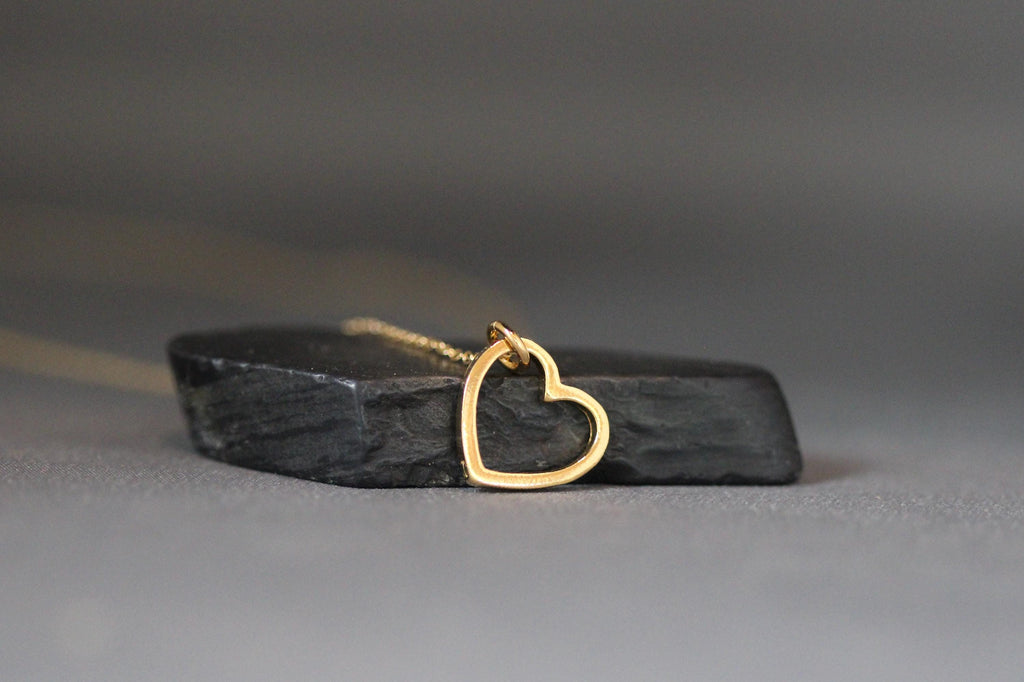 Gold Vermeil Floating Heart Pendant Necklace on Gold Filled Chain