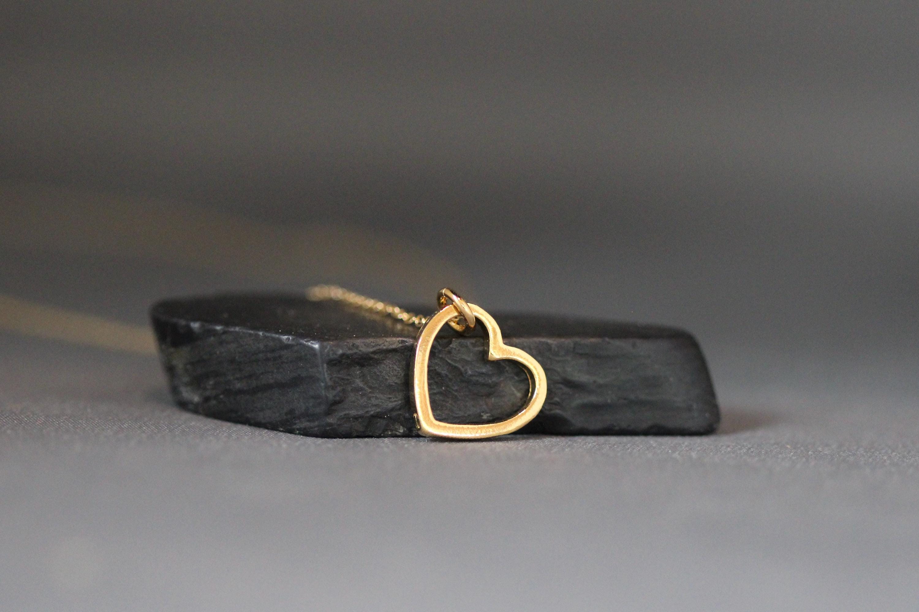 Gold Vermeil Floating Heart Pendant Necklace on Gold Filled Chain