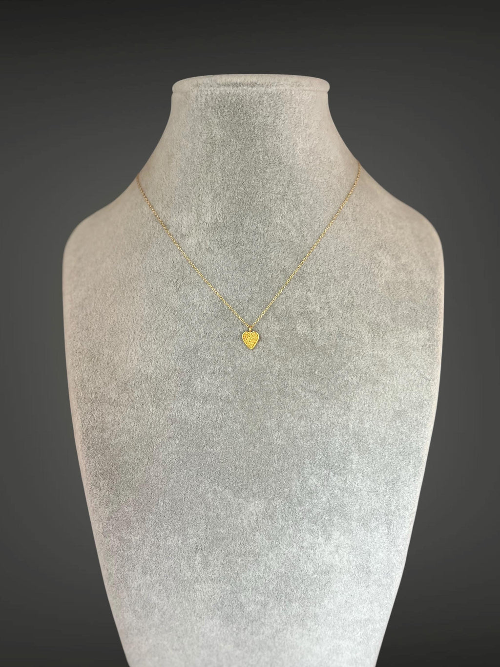 Polka Dot Heart Charm Necklace in Gold Vermeil on a Gold Filled Chain