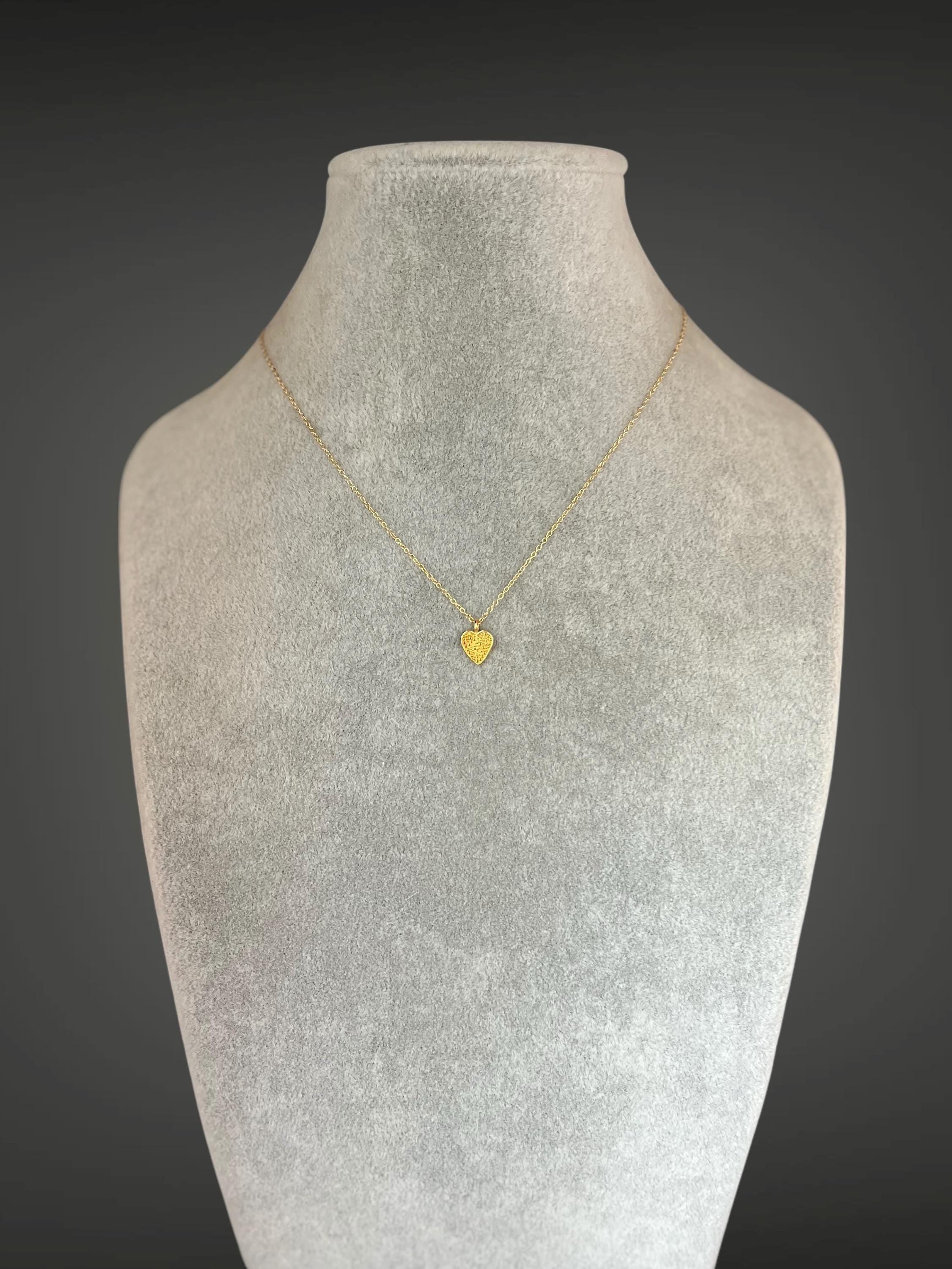 Polka Dot Heart Charm Necklace in Gold Vermeil on a Gold Filled Chain