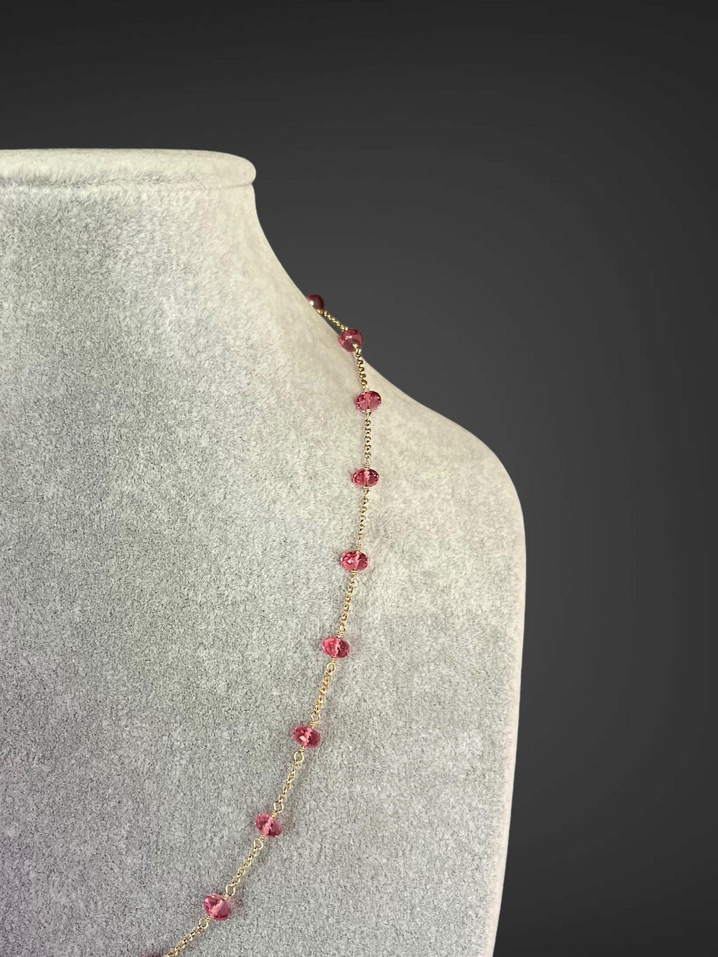 Pink Quartz Gemstone Necklace on a Gold Filled Chain