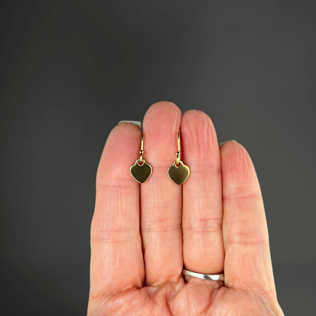 Gold Vermeil Heart Charm Dangle Earrings