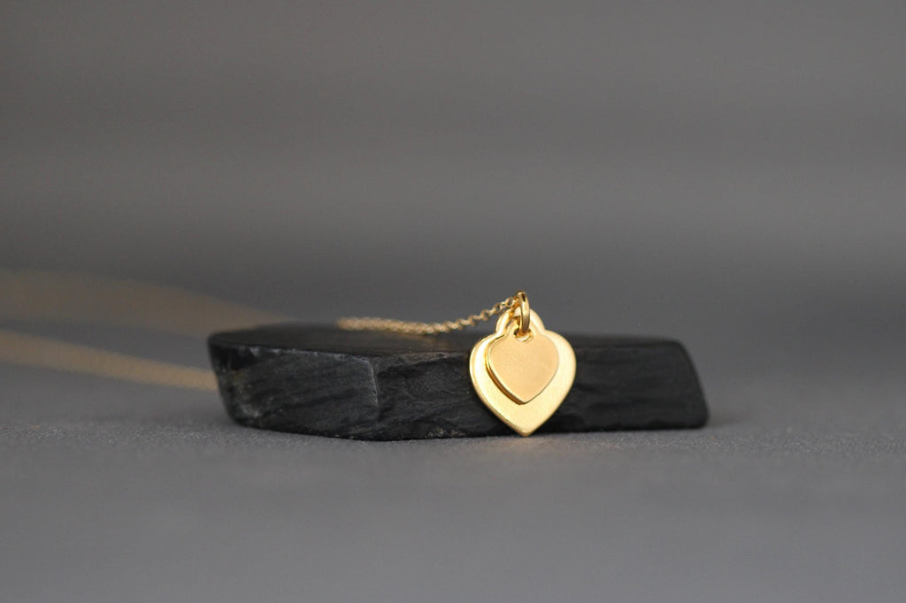 Gold Vermeil Double Heart Pendant Necklace