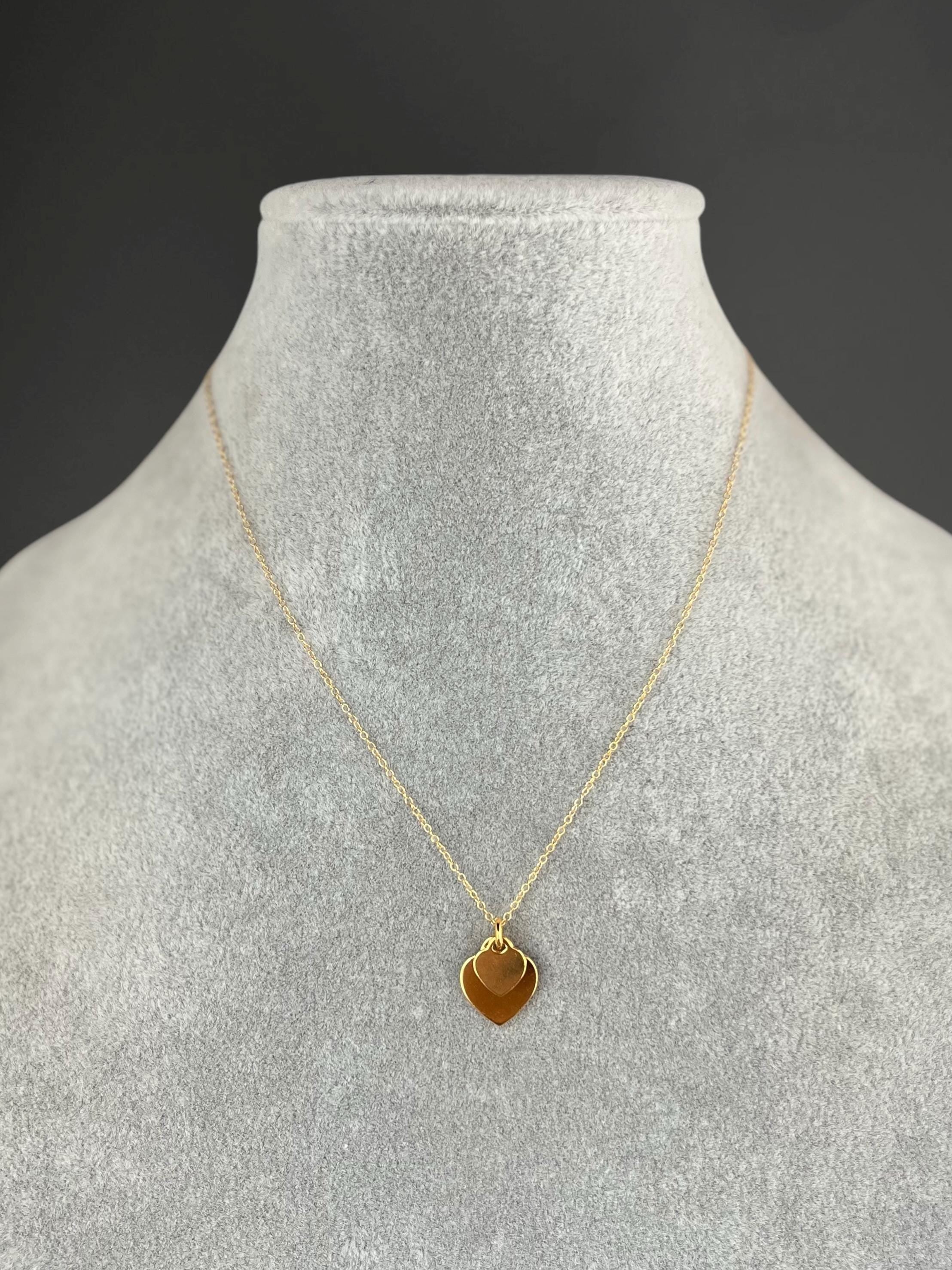Gold Vermeil Double Heart Pendant Necklace