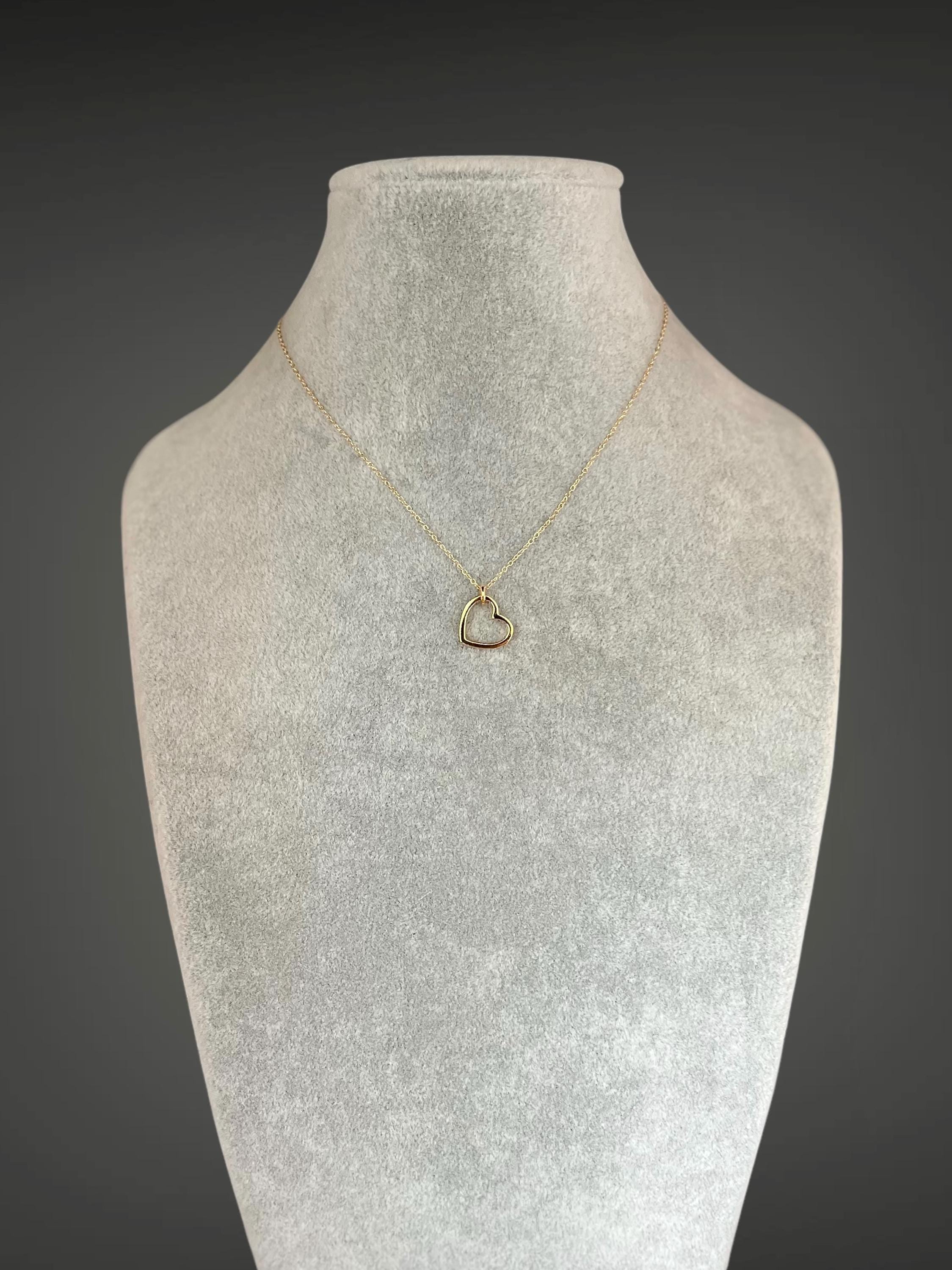 Gold Vermeil Floating Heart Pendant Necklace on Gold Filled Chain